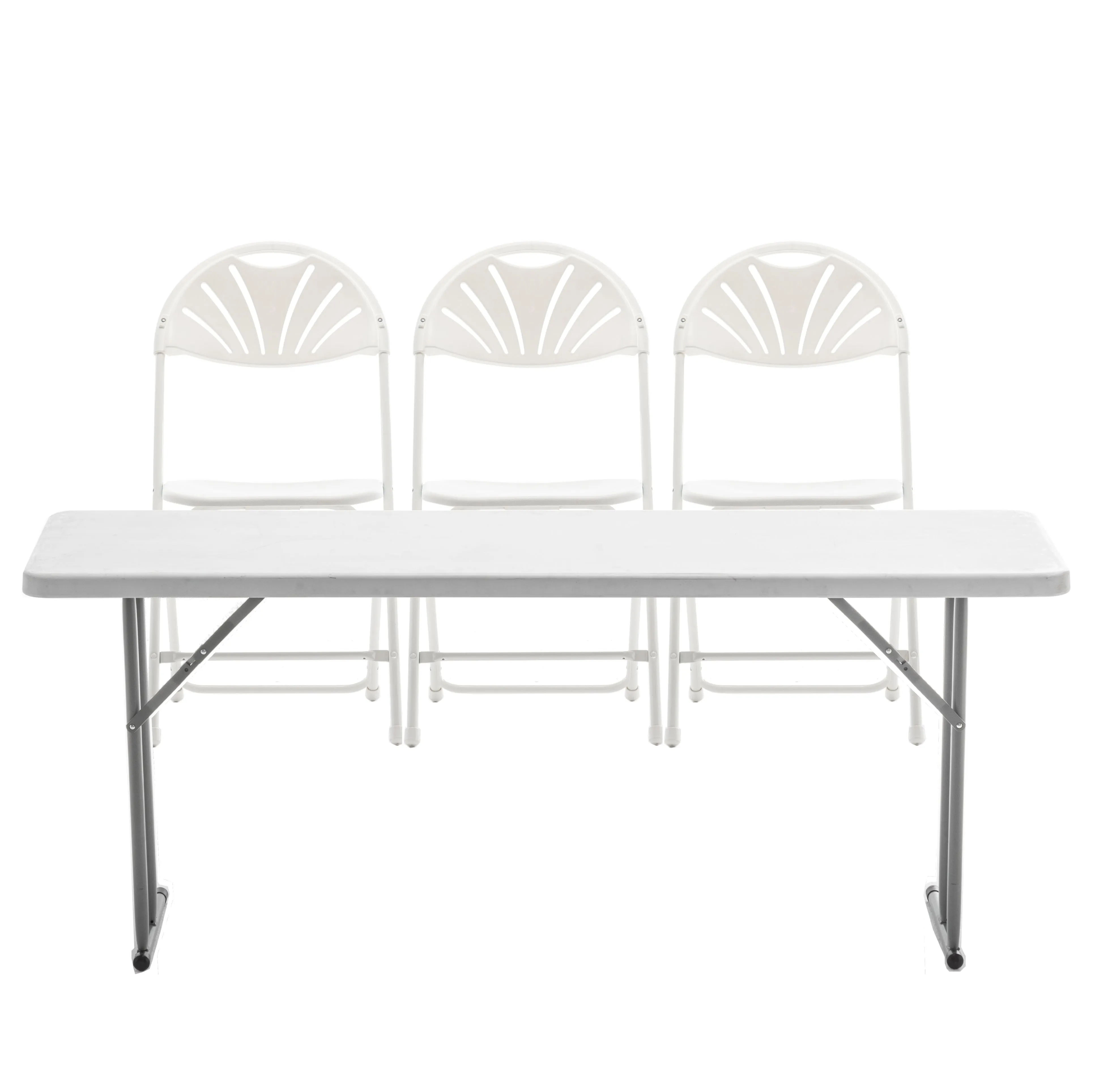 100 of BTExpert White Plastic Folding Chair Fan Style Steel Frame Commercial High Capacity Event Chair lightweight Wedding Party Set of 100