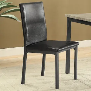 2 Black Leatherette Side Chairs: Stylish & Elegant, Seat Height 18.5", Set of 2