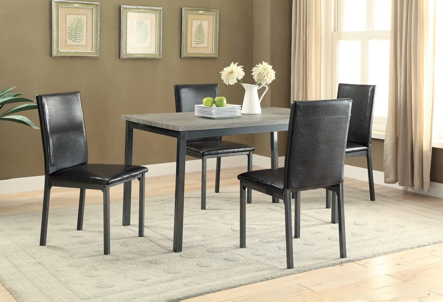 2 Black Leatherette Side Chairs: Stylish & Elegant, Seat Height 18.5", Set of 2