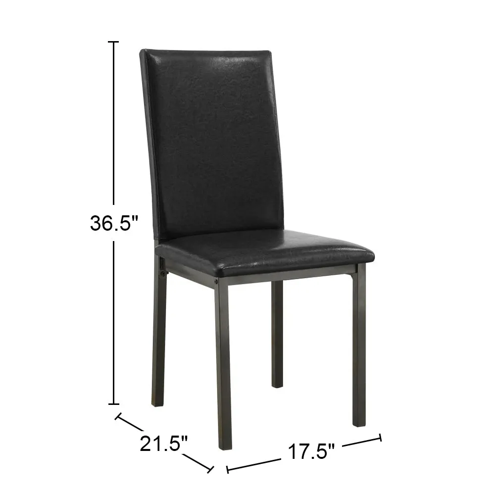 2 Black Leatherette Side Chairs: Stylish & Elegant, Seat Height 18.5", Set of 2