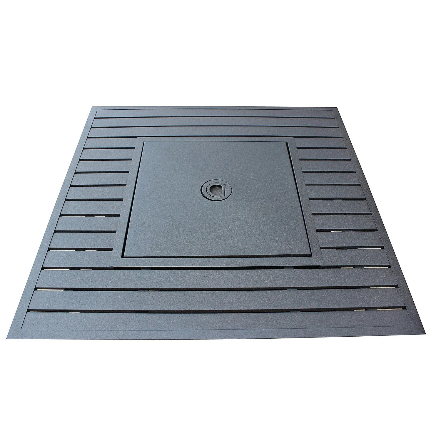 28" Black Square Propane Fire Pit with Lava Rocks and Cover By Homeroots