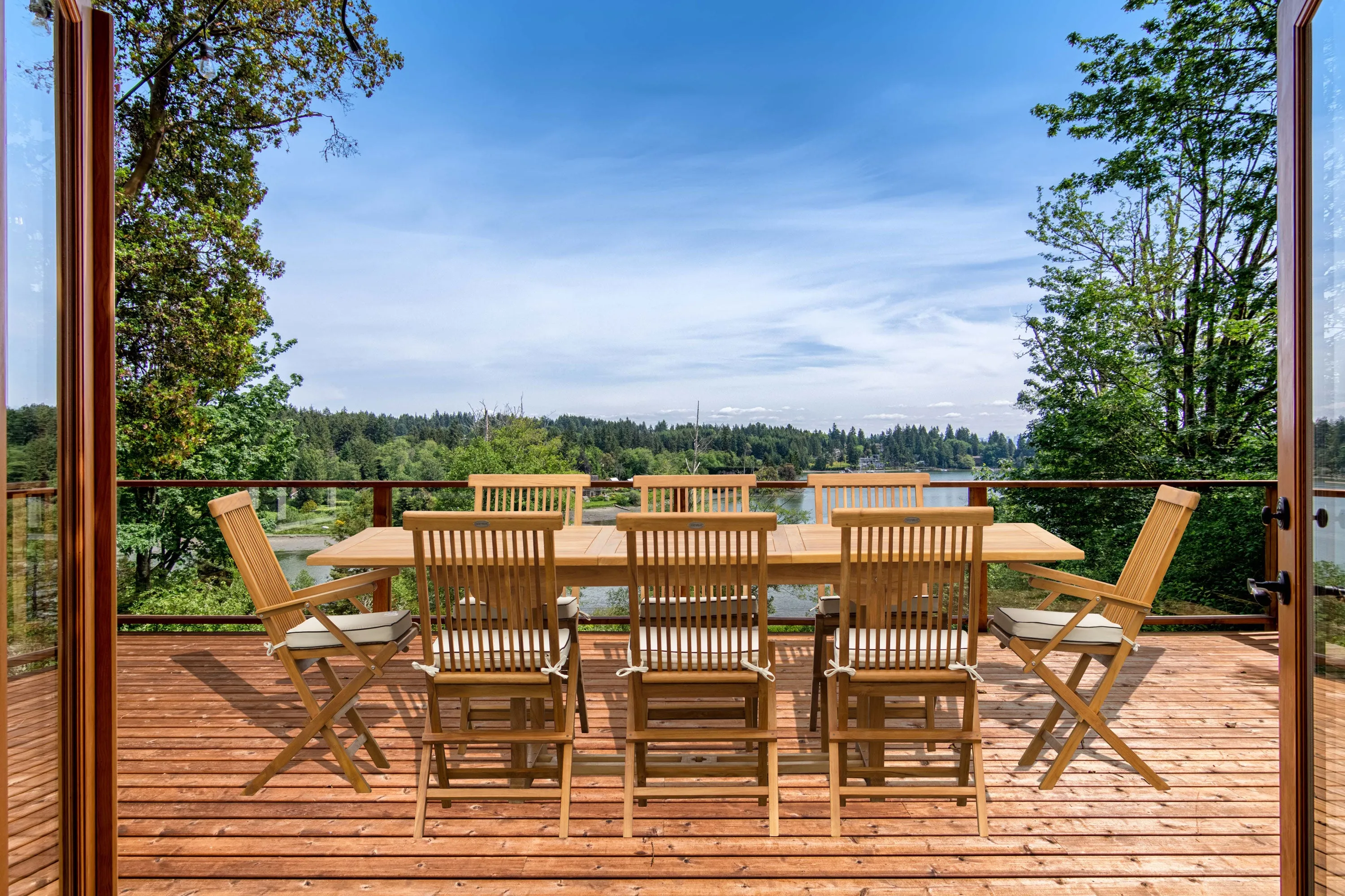 9 Piece Teak Wood Miami Patio Dining Set with Rectangular Extension Table, 2 Folding Arm Chairs and 6 Folding Side Chairs