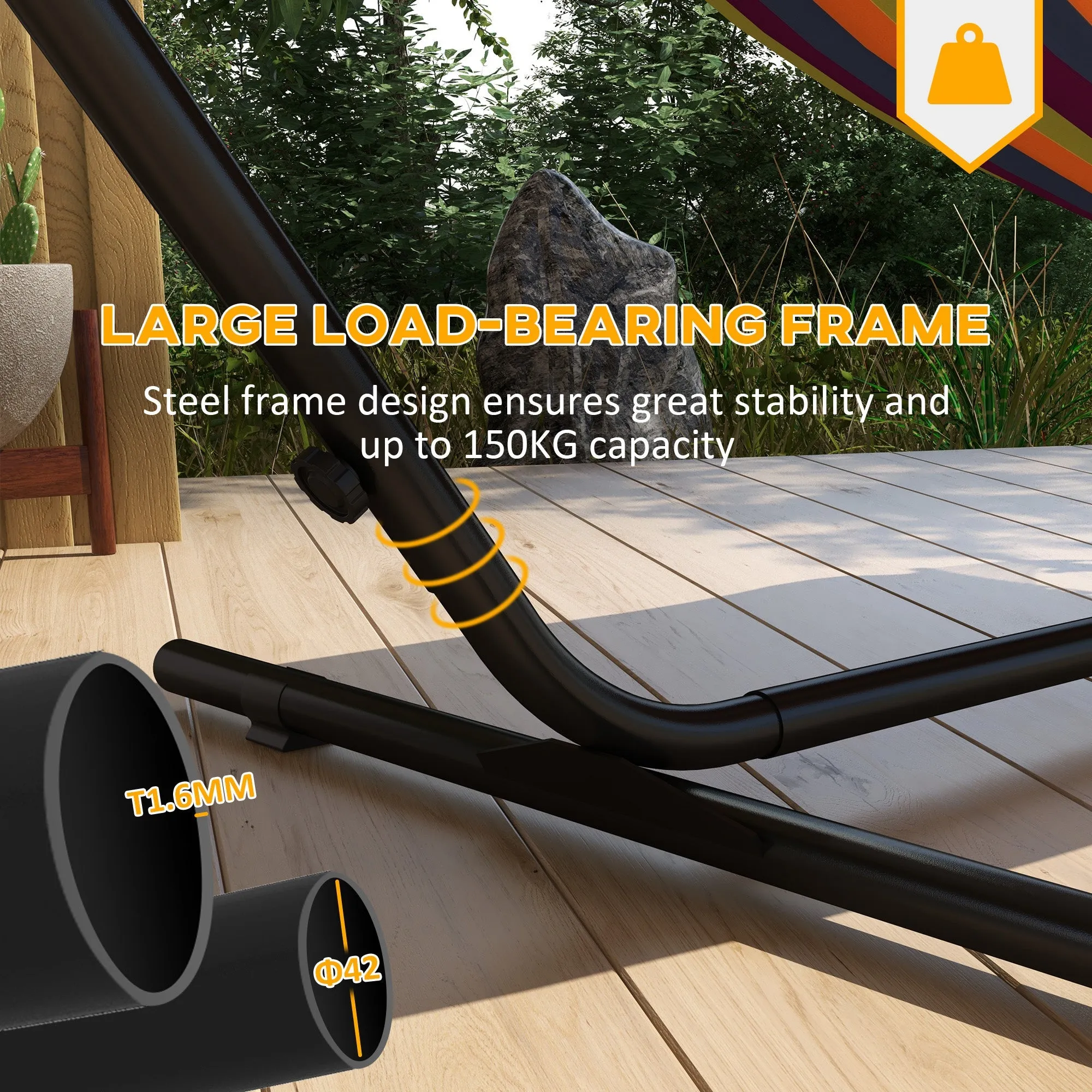 9.4ft Hammock Stand with Side Tray Stand Steel Frame Hammock Net Stand for String-style Brazilian-style Flat-style Rope-style