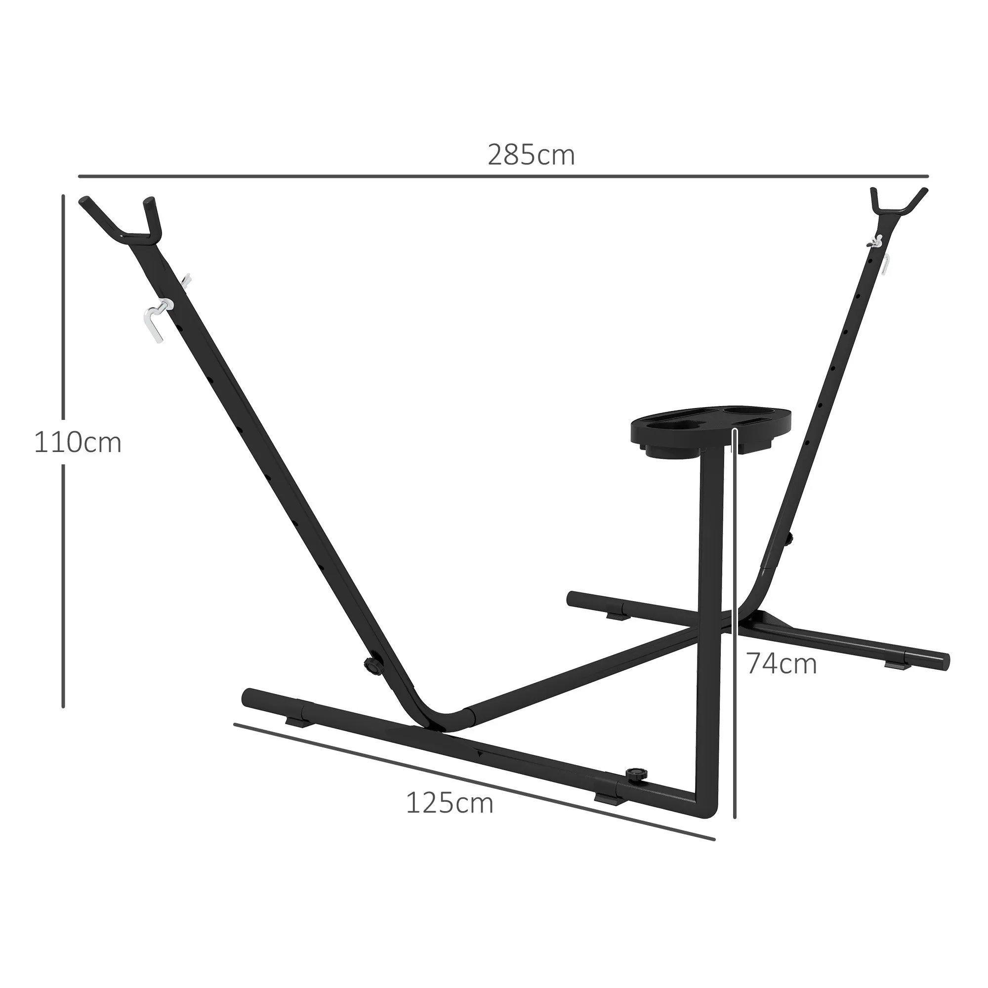 9.4ft Hammock Stand with Side Tray Stand Steel Frame Hammock Net Stand for String-style Brazilian-style Flat-style Rope-style