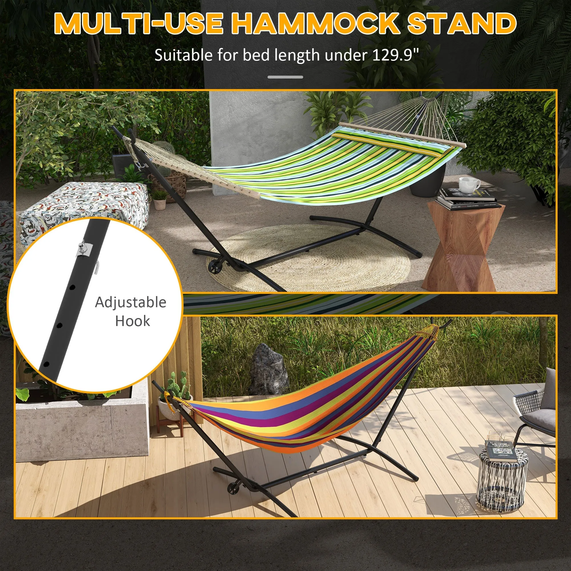 9.5ft Hammock Stand Portable Hammock with Wheels Adjustable Hammock Net Stand with Carry Bag for String-style Brazilian-style