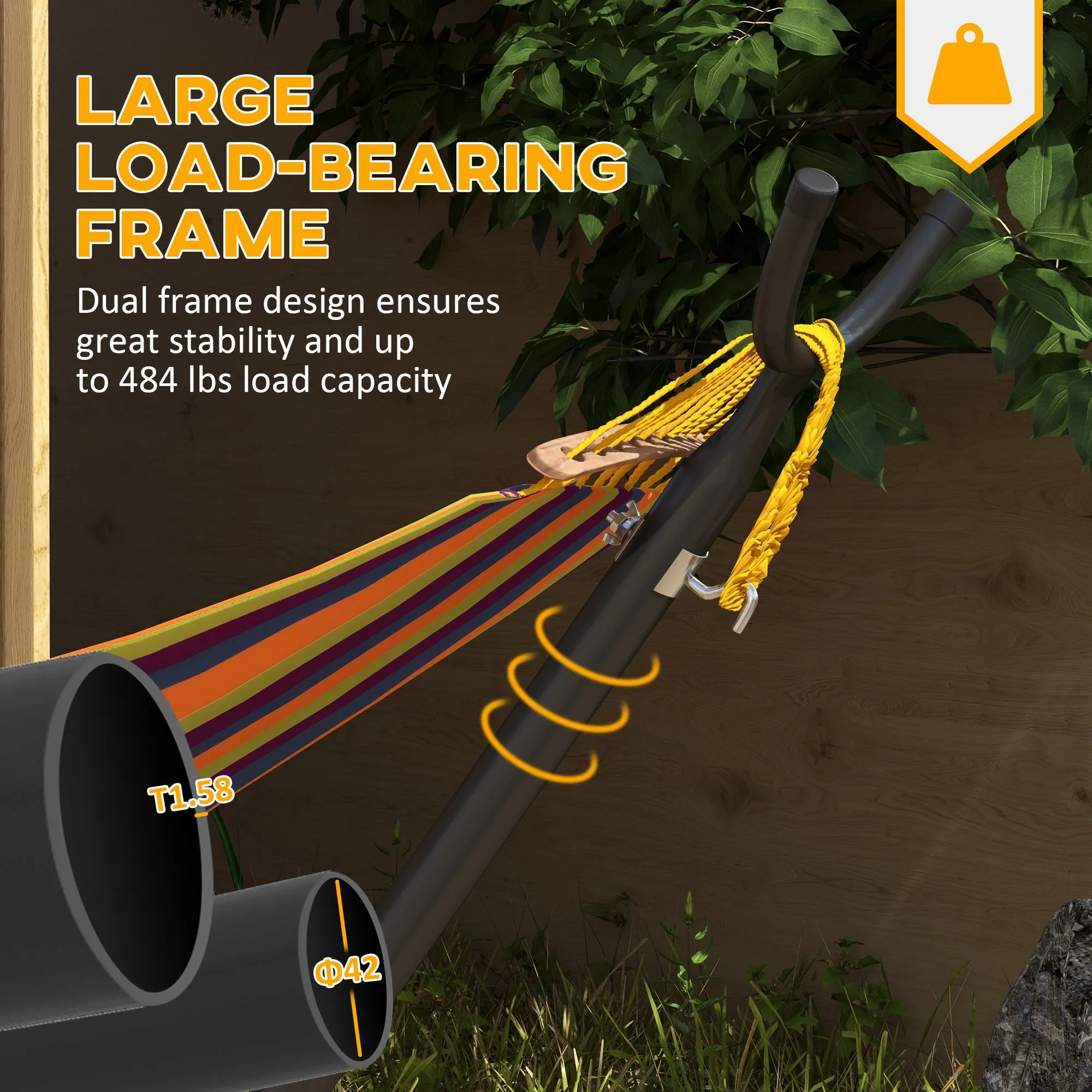 9.5ft Hammock Stand Portable Hammock with Wheels Adjustable Hammock Net Stand with Carry Bag for String-style Brazilian-style