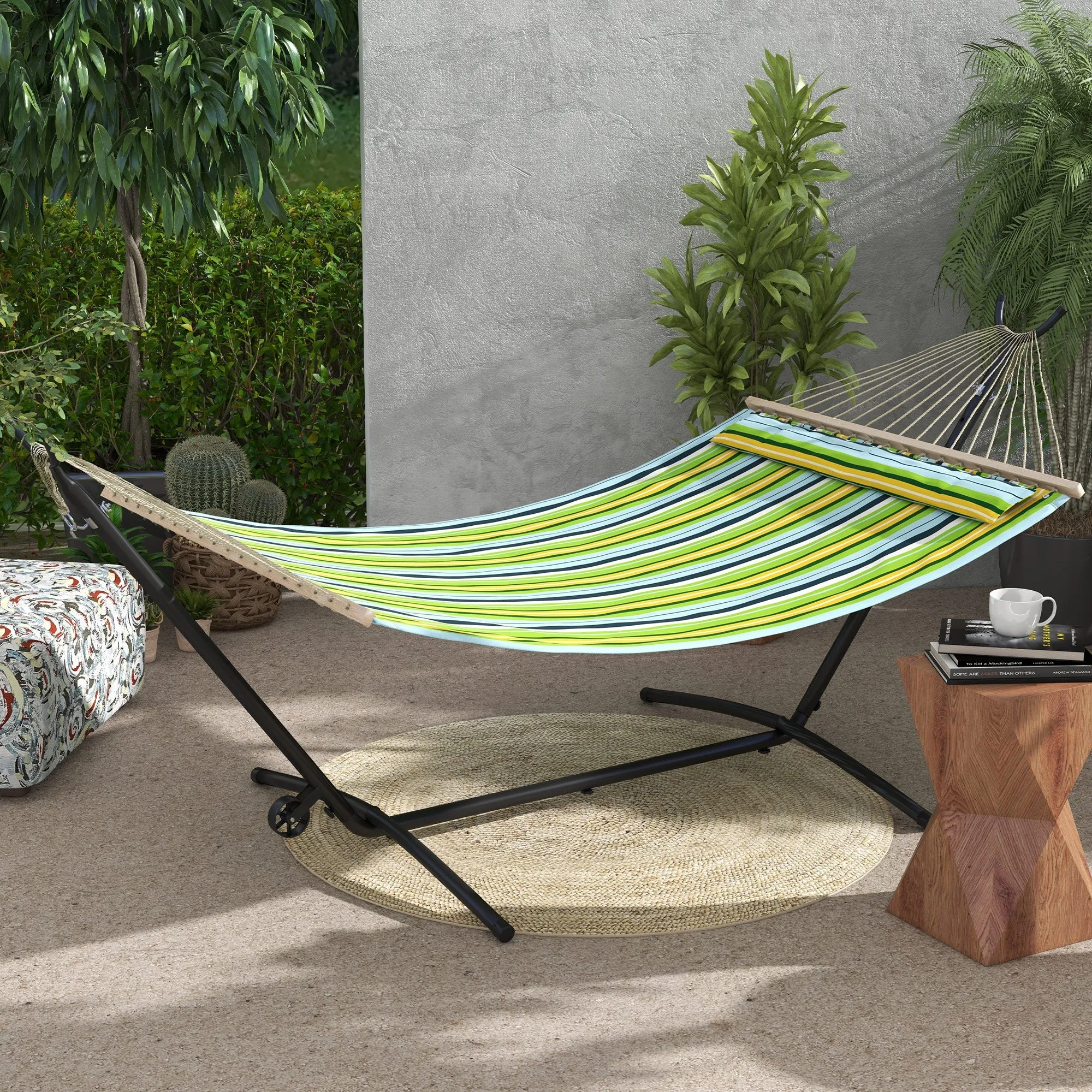 9.5ft Hammock Stand Portable Hammock with Wheels Adjustable Hammock Net Stand with Carry Bag for String-style Brazilian-style