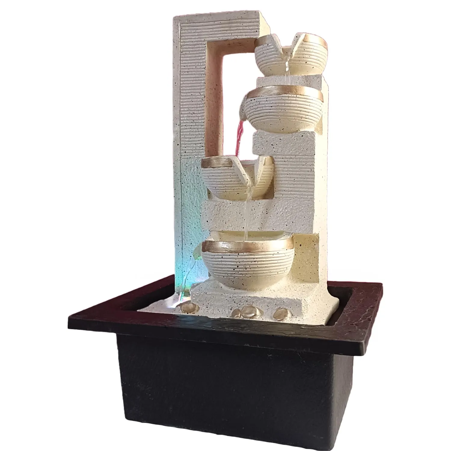 ALiLa Water Fall Fountain for Home Living Room Decor with Led Lights Table Top Indoor Outdoor Decoration Gift Gifting Item, 23 inches (OffWhite, 23 inches)