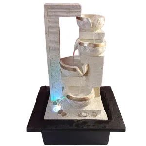 ALiLa Water Fall Fountain for Home Living Room Decor with Led Lights Table Top Indoor Outdoor Decoration Gift Gifting Item, 23 inches (OffWhite, 23 inches)