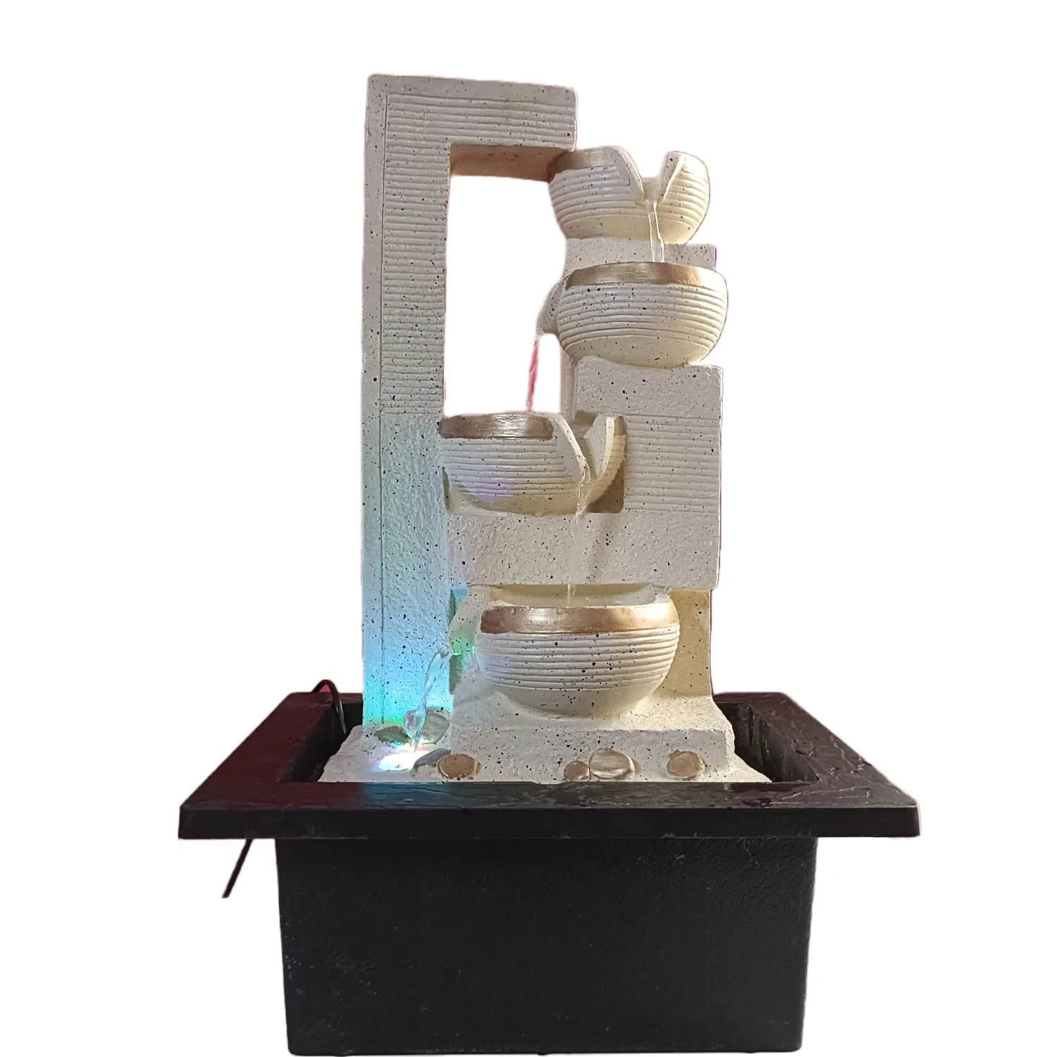 ALiLa Water Fall Fountain for Home Living Room Decor with Led Lights Table Top Indoor Outdoor Decoration Gift Gifting Item, 23 inches (OffWhite, 23 inches)