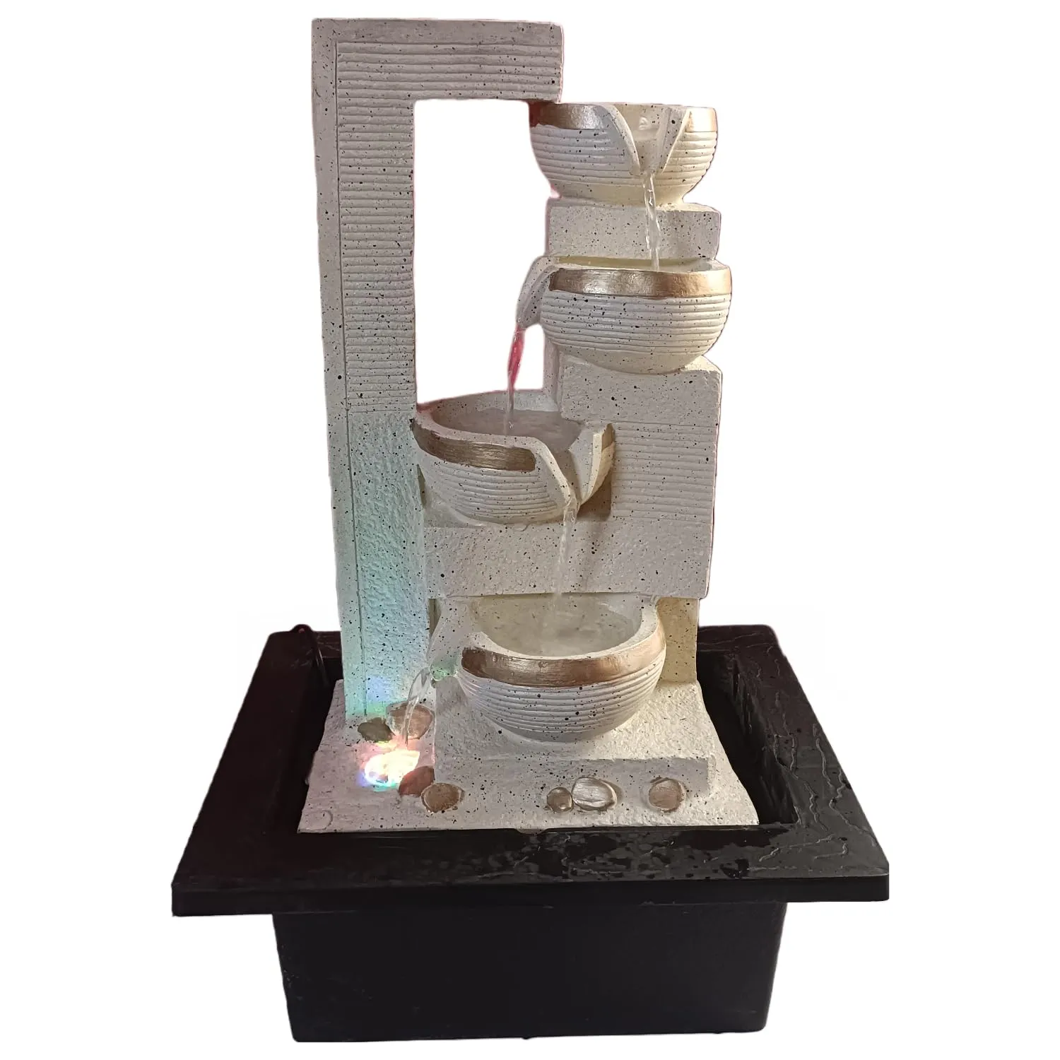 ALiLa Water Fall Fountain for Home Living Room Decor with Led Lights Table Top Indoor Outdoor Decoration Gift Gifting Item, 23 inches (OffWhite, 23 inches)