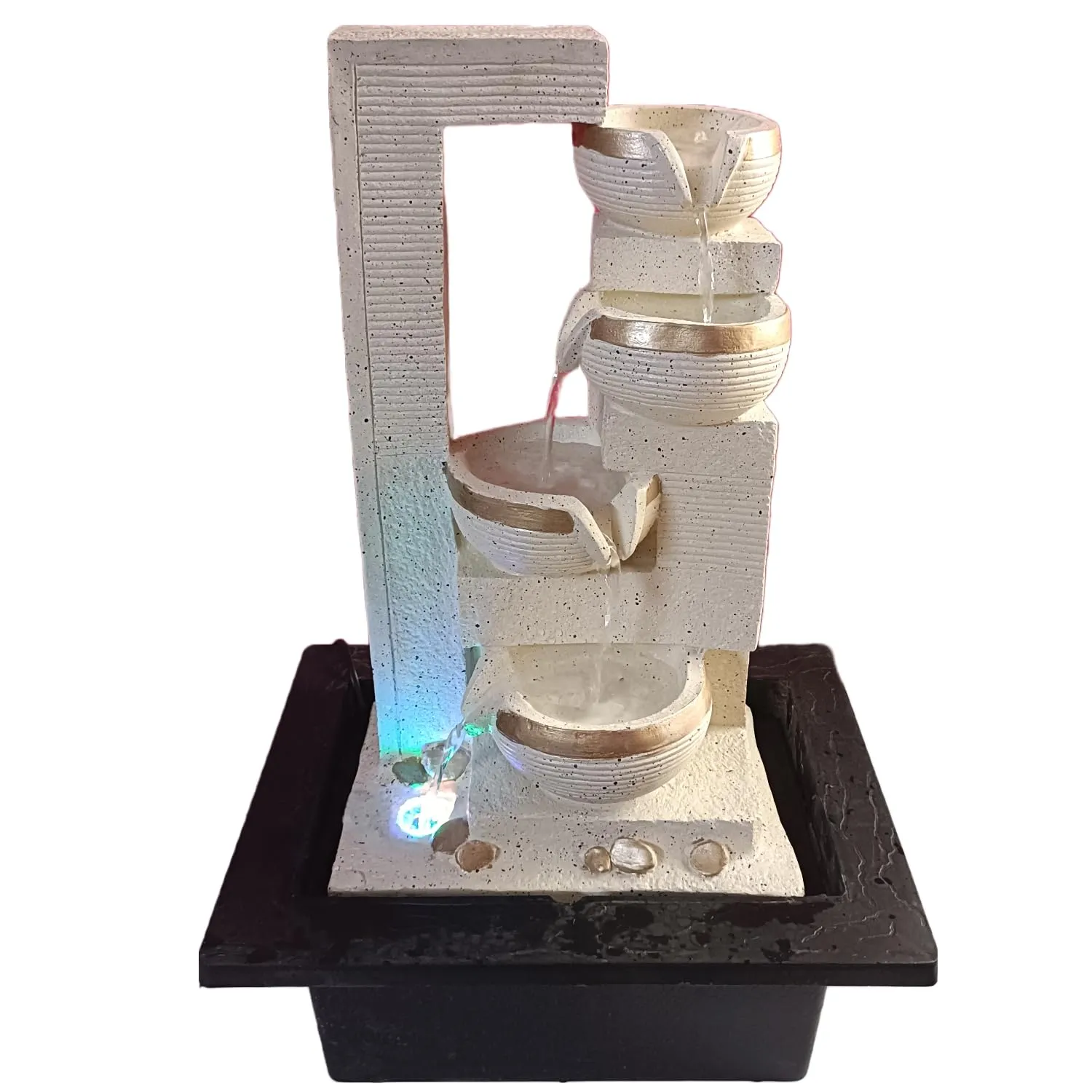 ALiLa Water Fall Fountain for Home Living Room Decor with Led Lights Table Top Indoor Outdoor Decoration Gift Gifting Item, 23 inches (OffWhite, 23 inches)