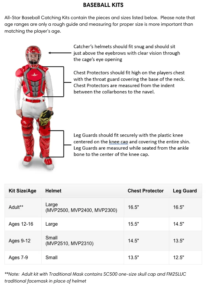 All Star MVP-PRO Series Adult Catchers Set - Solid Colors