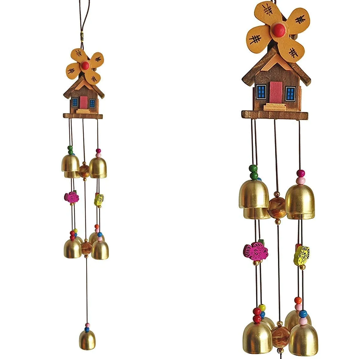 Antlantic wood store Wind Chimes Metal Wind Chimes for Home Balcony Garden Positive Energy, Home Decor Decorative Hanging Long Brass Bells Gifts for Loved Ones 6 Bells