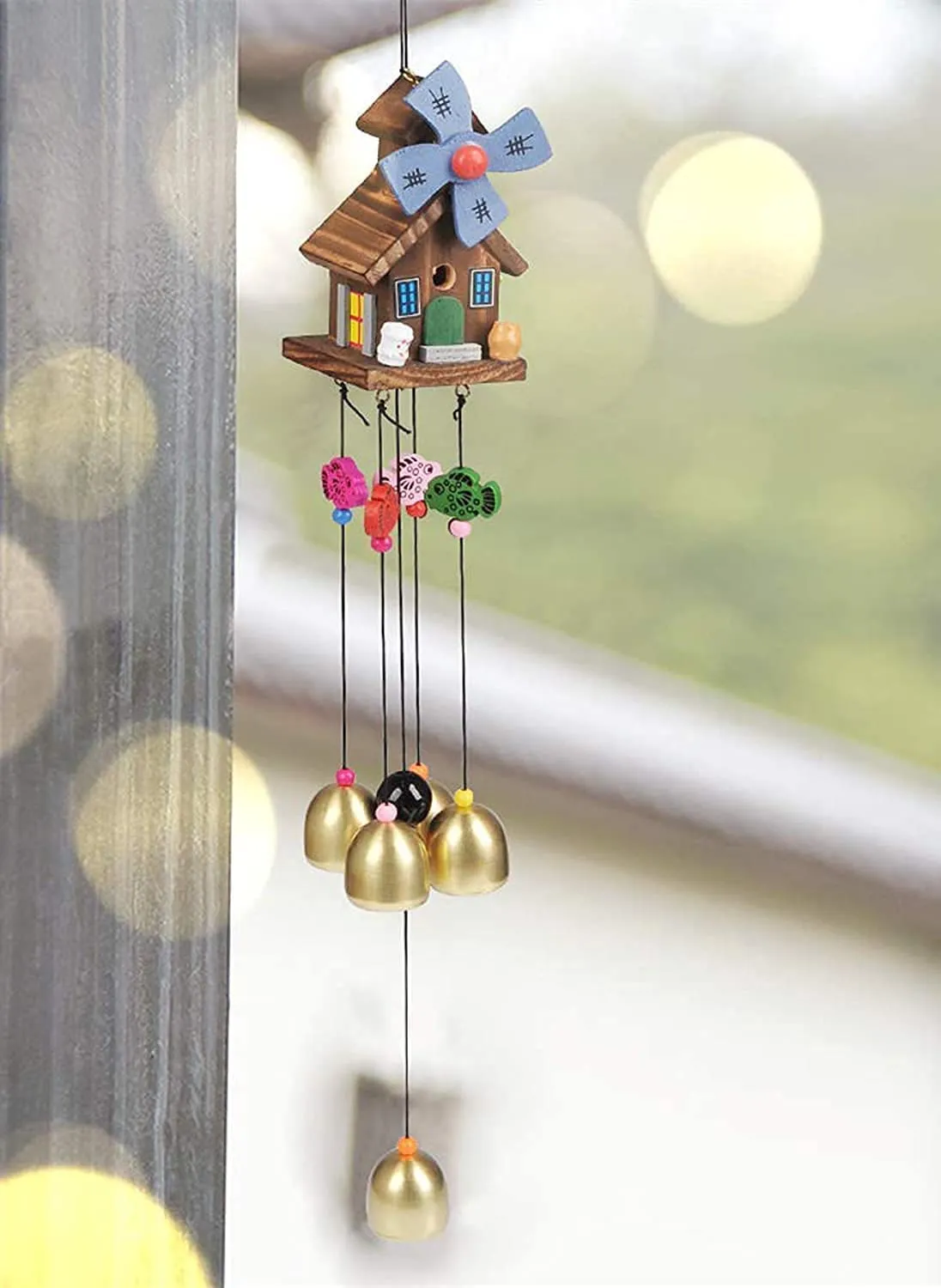 Antlantic wood store Wind Chimes Metal Wind Chimes for Home Balcony Garden Positive Energy, Home Decor Decorative Hanging Long Brass Bells Gifts for Loved Ones 6 Bells