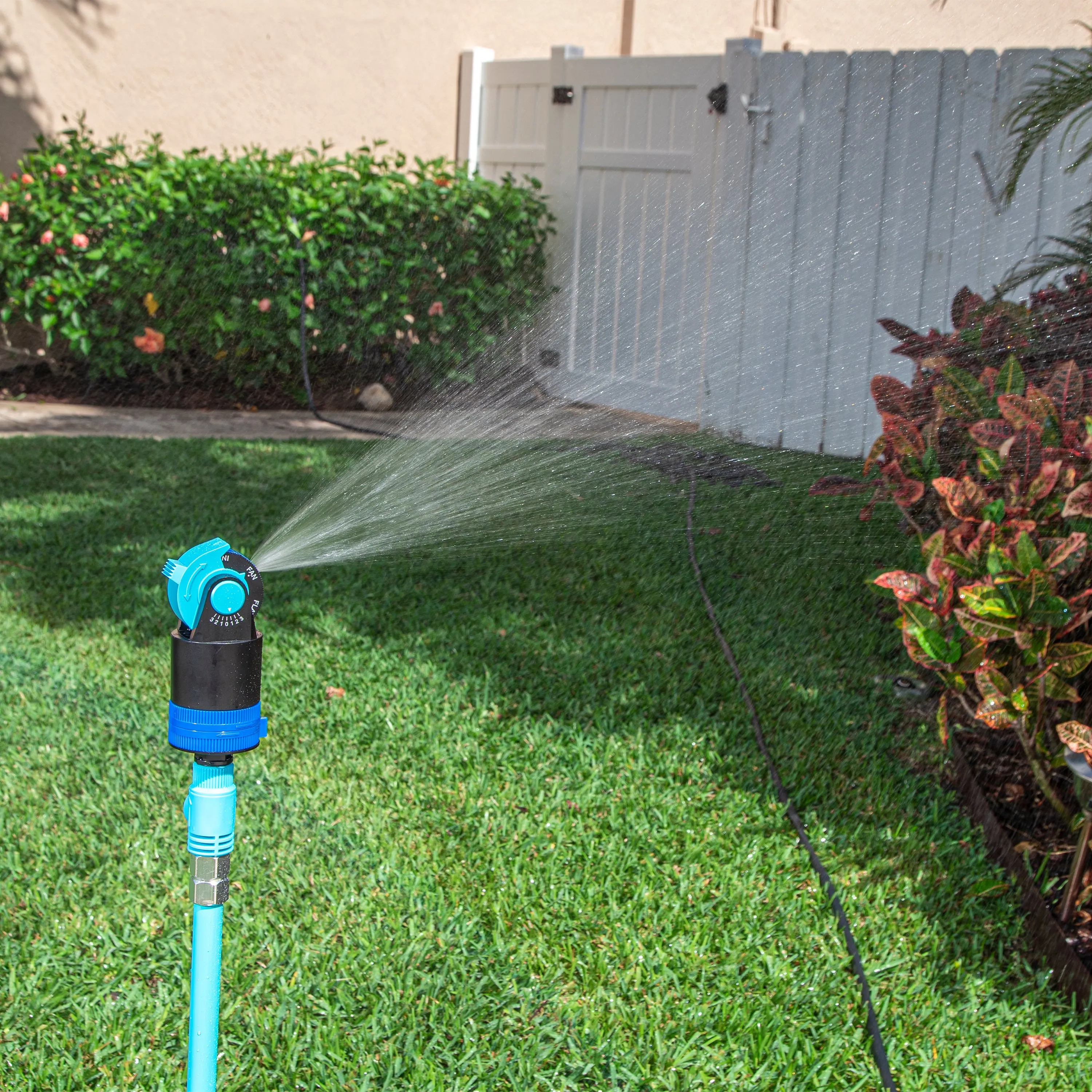 Aqua Joe AJ-6PSTB-MAX HD 360° Telescoping Sprinkler & Mister W/ Metal Tripod Base | 6 Patterns | 4,100 Sq. Ft. Coverage