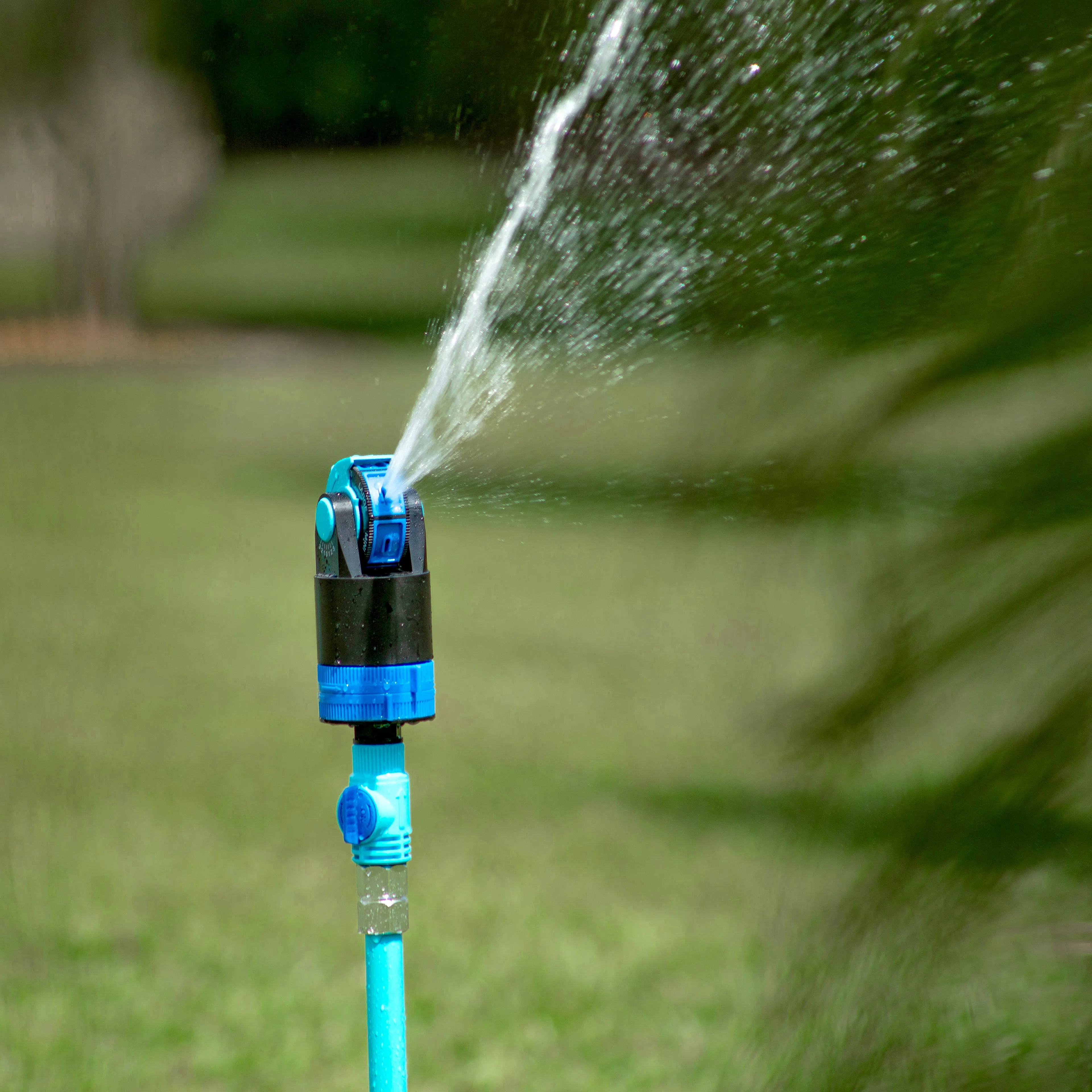 Aqua Joe AJ-6PSTB-MAX HD 360° Telescoping Sprinkler & Mister W/ Metal Tripod Base | 6 Patterns | 4,100 Sq. Ft. Coverage