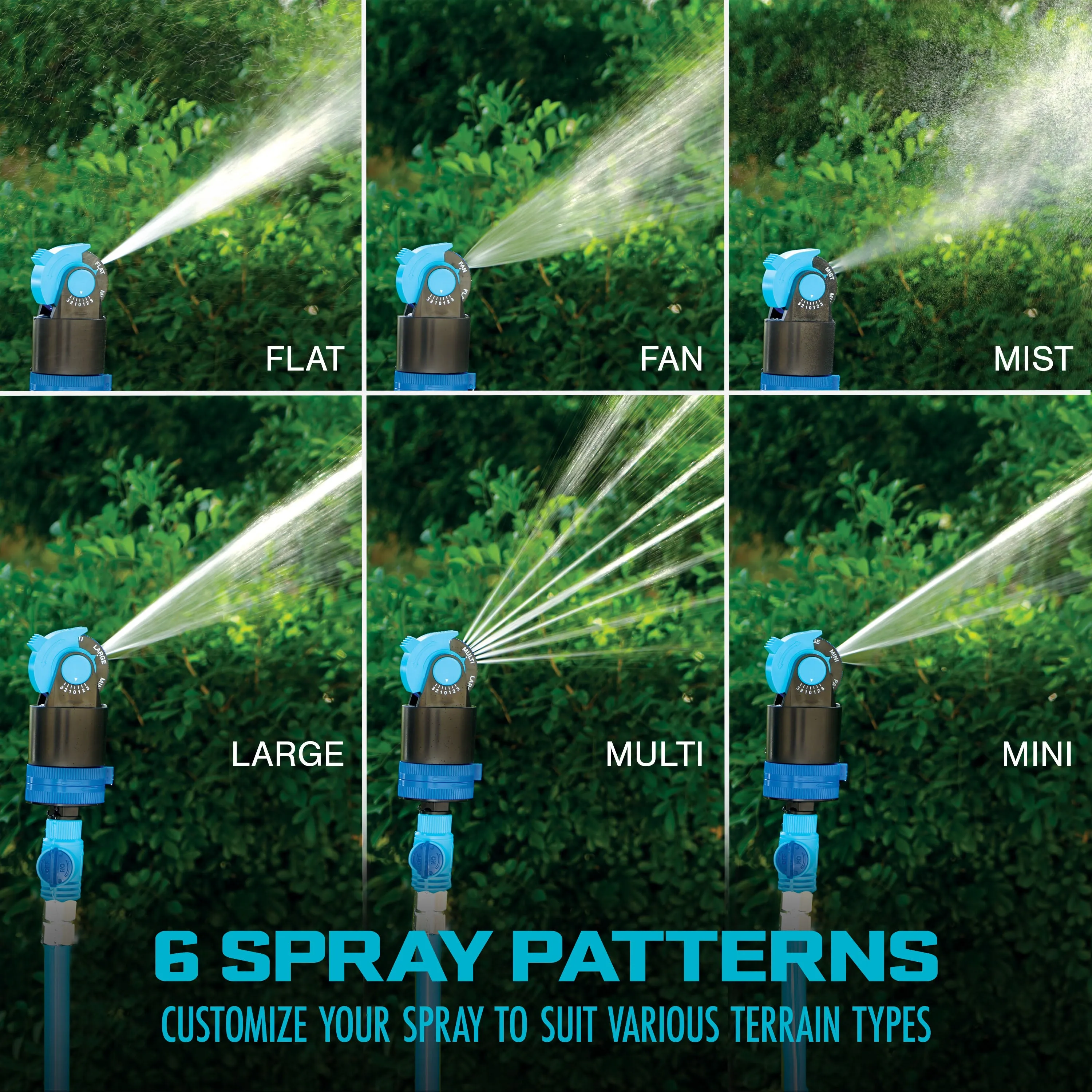 Aqua Joe AJ-6PSTB-MAX HD 360° Telescoping Sprinkler & Mister W/ Metal Tripod Base | 6 Patterns | 4,100 Sq. Ft. Coverage