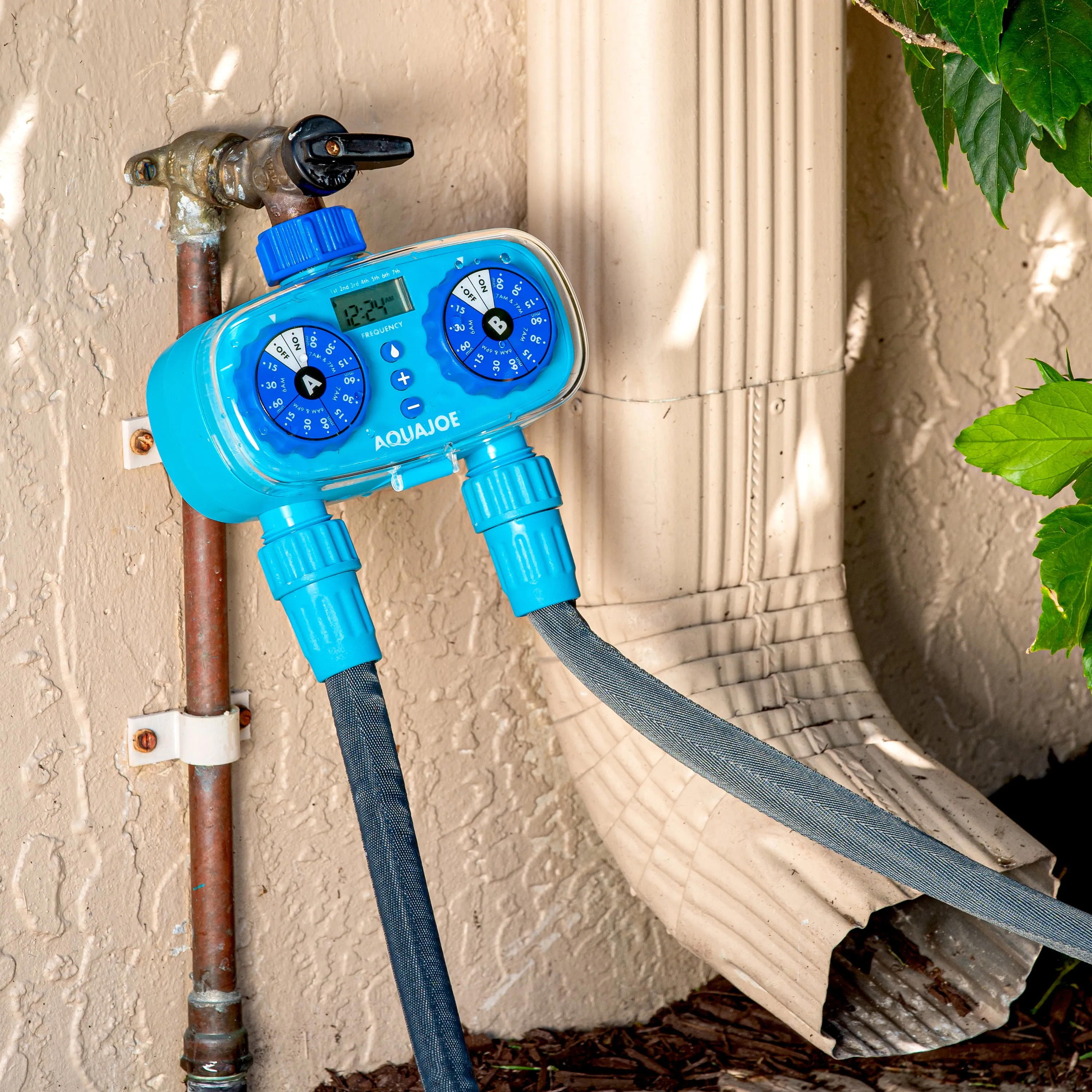 Aqua Joe AJ-ET2Z 2-Zone Electronic Water Timer | Customizable Programs | 2 Connections