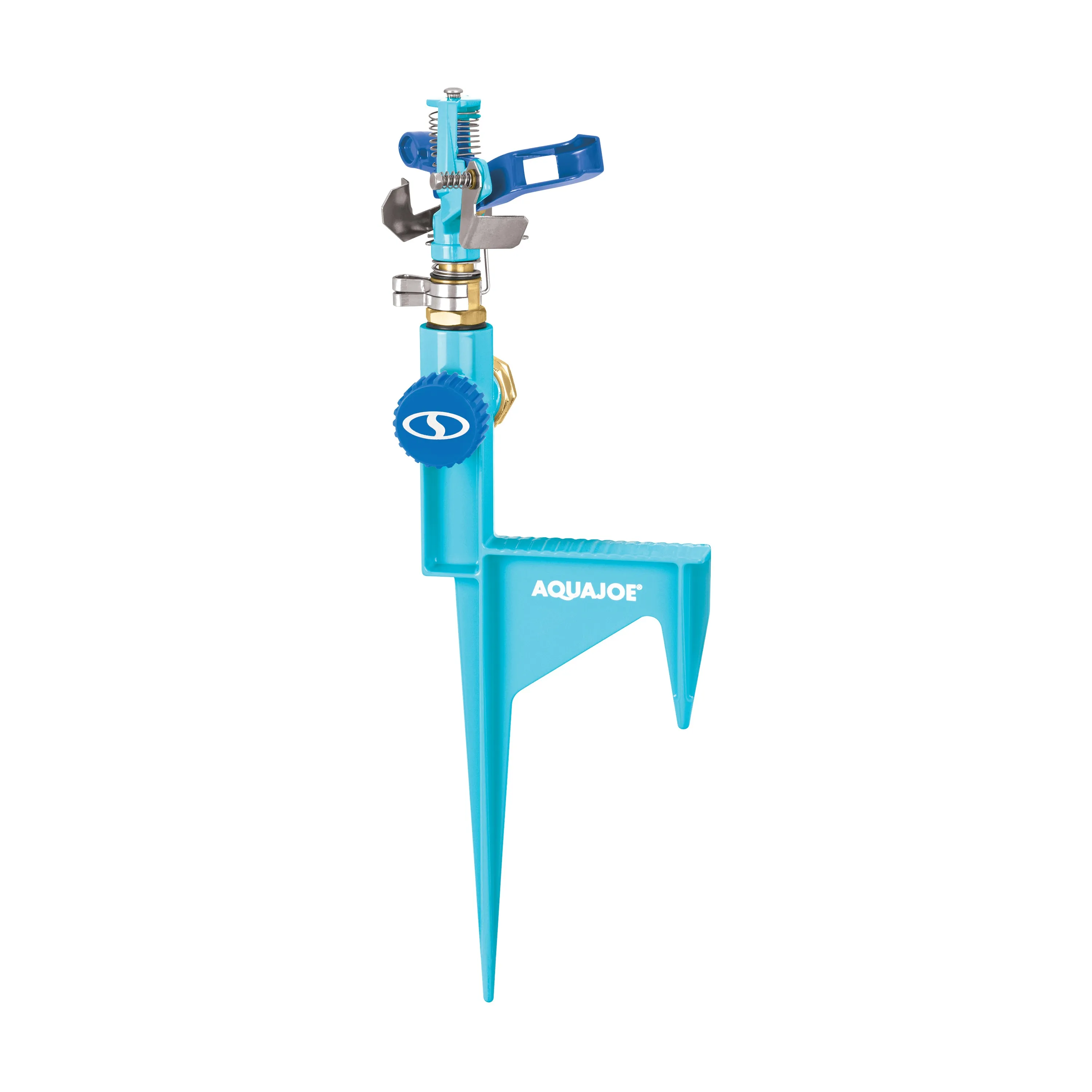 Aqua Joe AJ-ISH-2PK Indestructible Zinc Impulse 360° Sprinkler W/ Step Spike | Customizable Coverage | 1,400 Sq. Ft. Max Coverage | 2 Pack