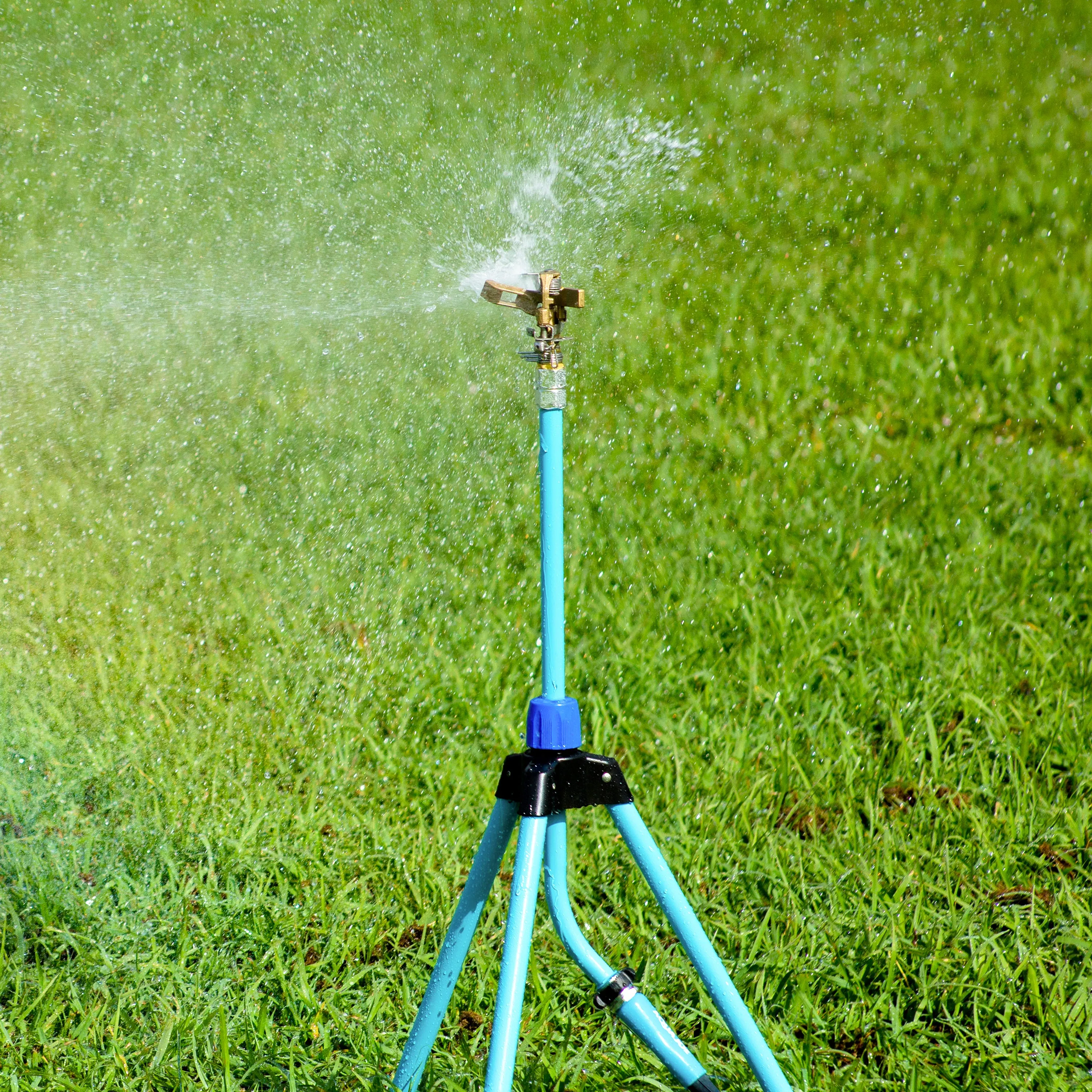 Aqua Joe AJ-IST39BM Indestructible Brass Impulse 360 Degree Sprinkler | Telescoping | 1390 sq ft Max Coverage