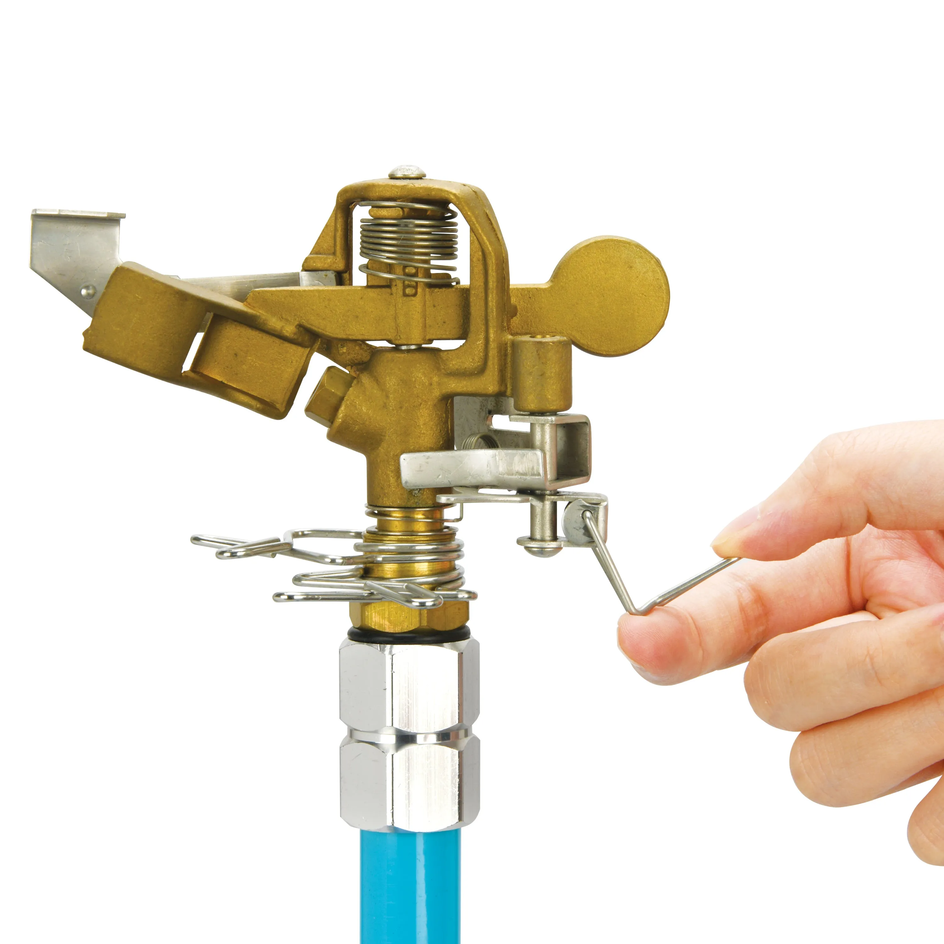 Aqua Joe AJ-IST39BM Indestructible Brass Impulse 360 Degree Sprinkler | Telescoping | 1390 sq ft Max Coverage