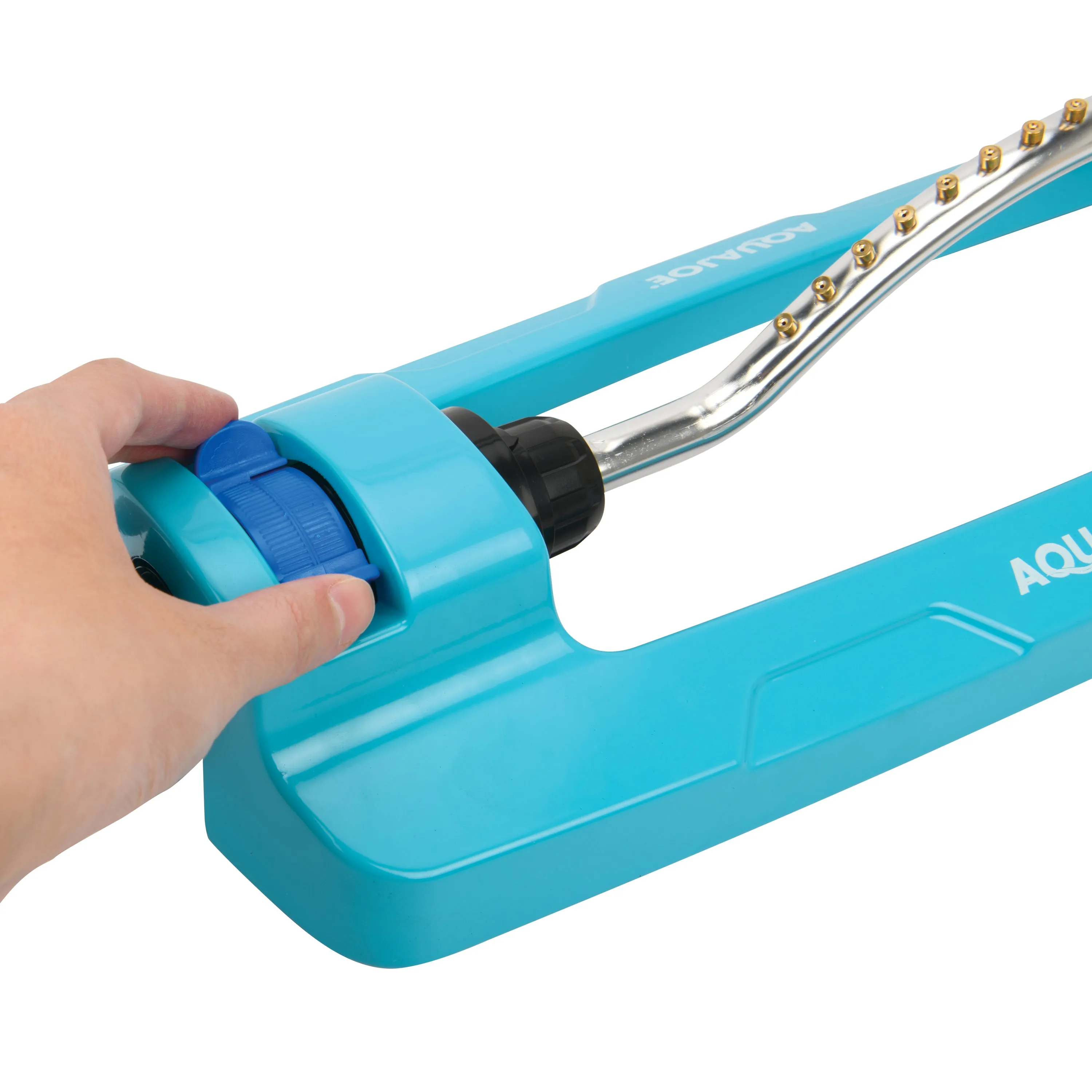 Aqua Joe AJ-OMS18-BRS Indestructible Metal Base Oscillating Sprinkler | Customizable Coverage | 4295 Sq. Ft. Max Coverage