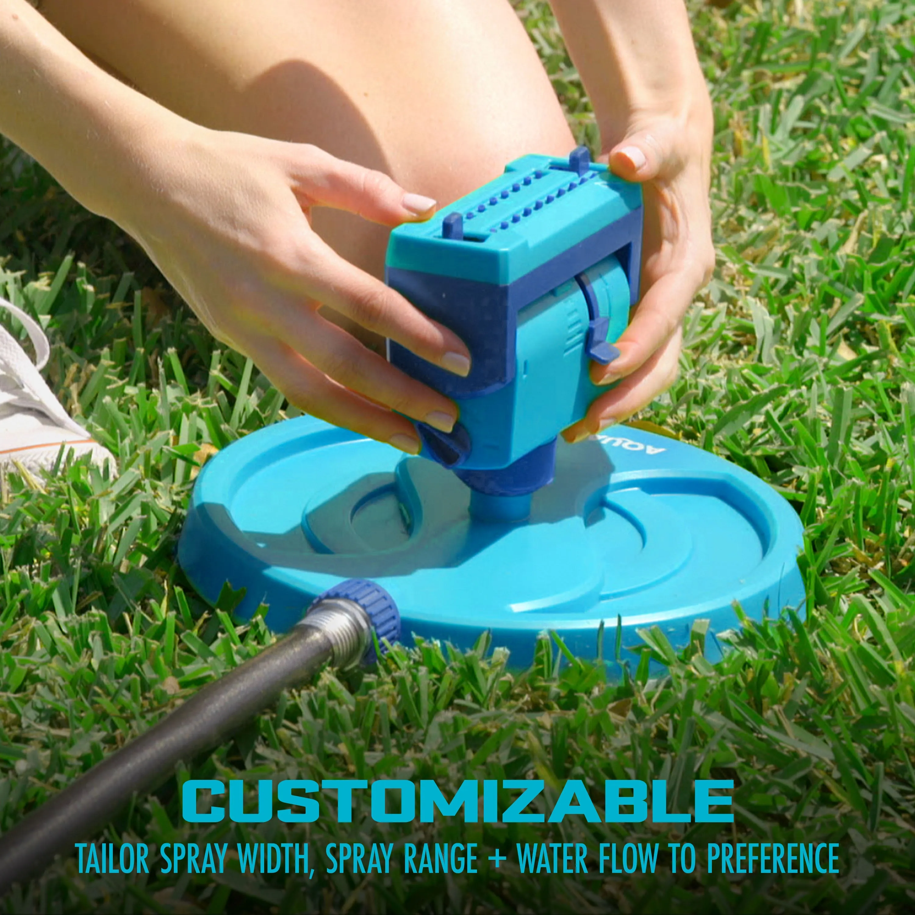 Aqua Joe AJ-OSPR20 Mini Gear-Driven Oscillating Sprinkler on Sled Base | Customizable Coverage | 4,250 Sq. Ft. Max Coverage