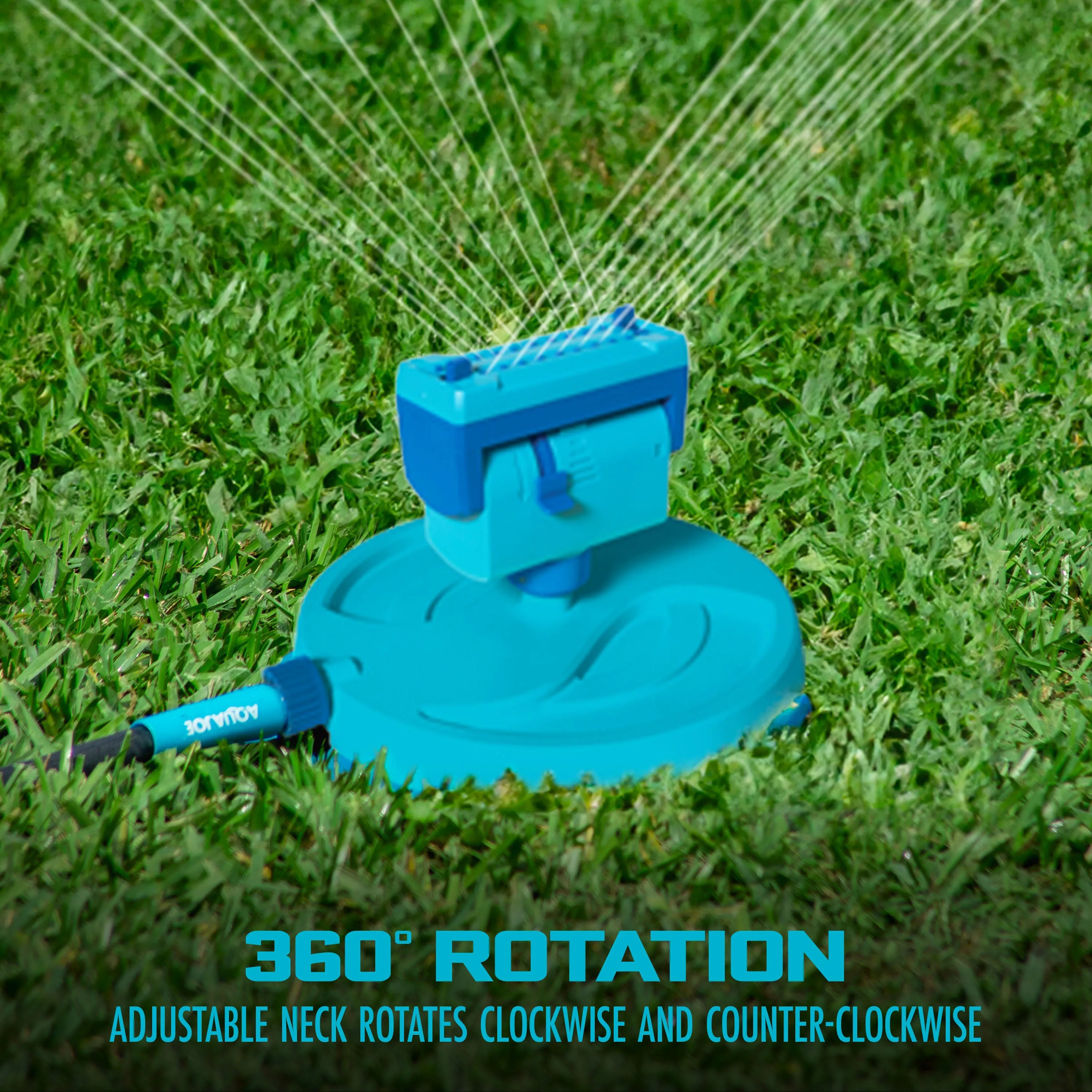 Aqua Joe AJ-OSPR20 Mini Gear-Driven Oscillating Sprinkler on Sled Base | Customizable Coverage | 4,250 Sq. Ft. Max Coverage