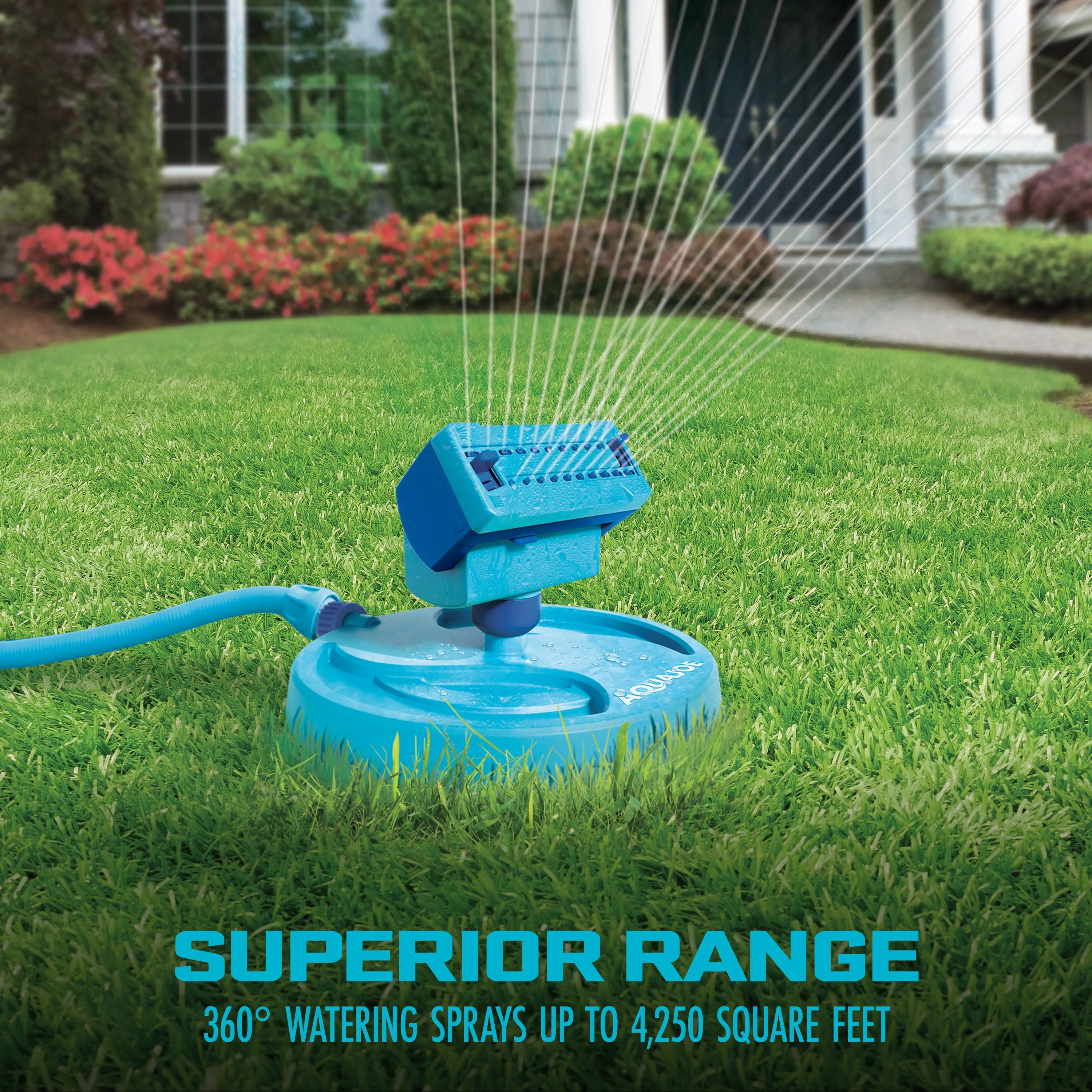 Aqua Joe AJ-OSPR20 Mini Gear-Driven Oscillating Sprinkler on Sled Base | Customizable Coverage | 4,250 Sq. Ft. Max Coverage
