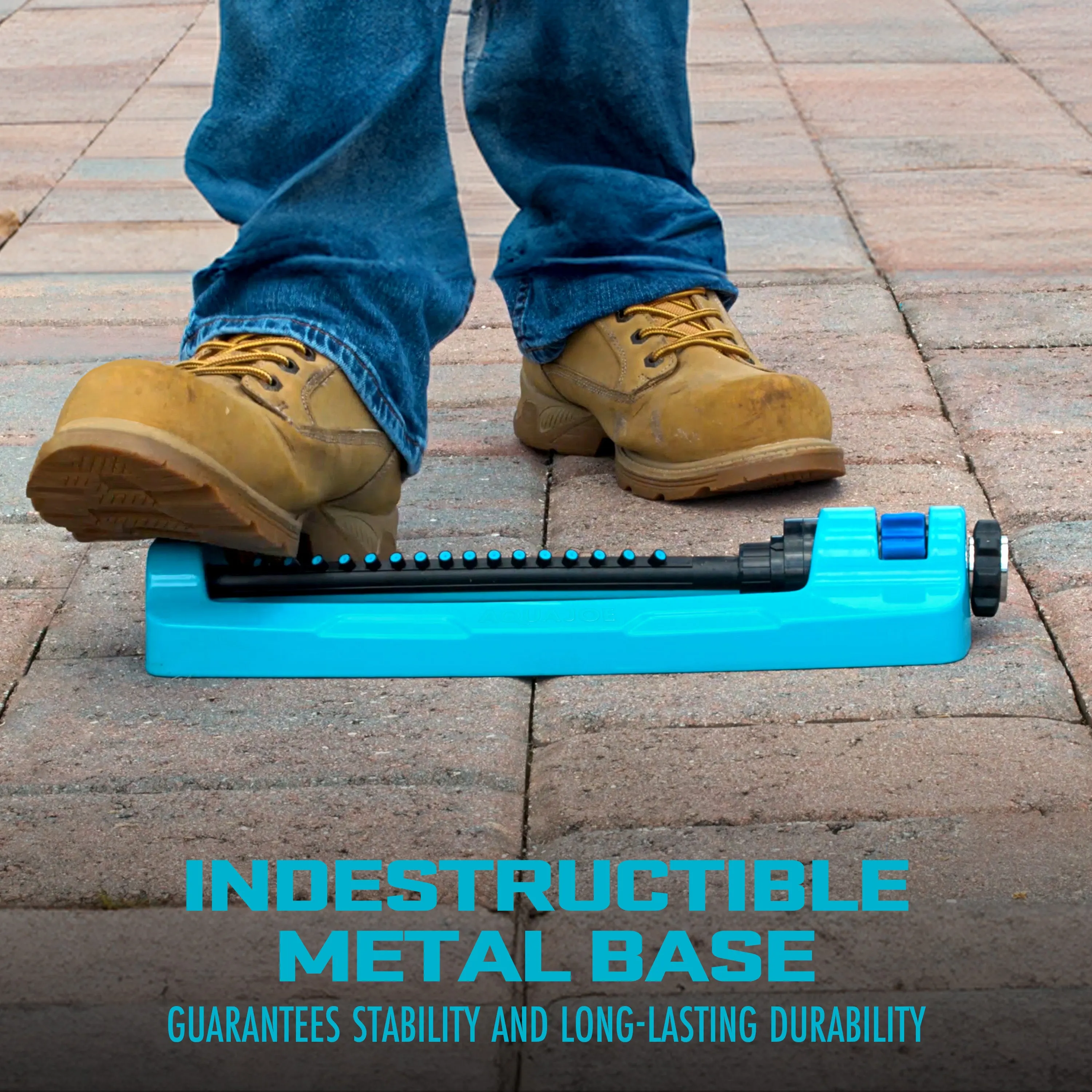 Aqua Joe SJI-OMS16 Indestructible Metal Base Oscillating Sprinkler | Adjustable Spray Patterns | 3,600 Sq. Ft. Max Coverage