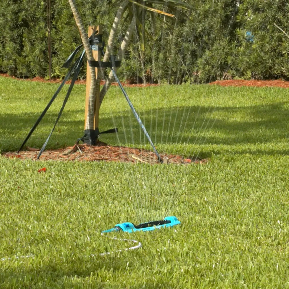 Aqua Joe SJI-OMS16 Indestructible Metal Base Oscillating Sprinkler | Adjustable Spray Patterns | 3,600 Sq. Ft. Max Coverage