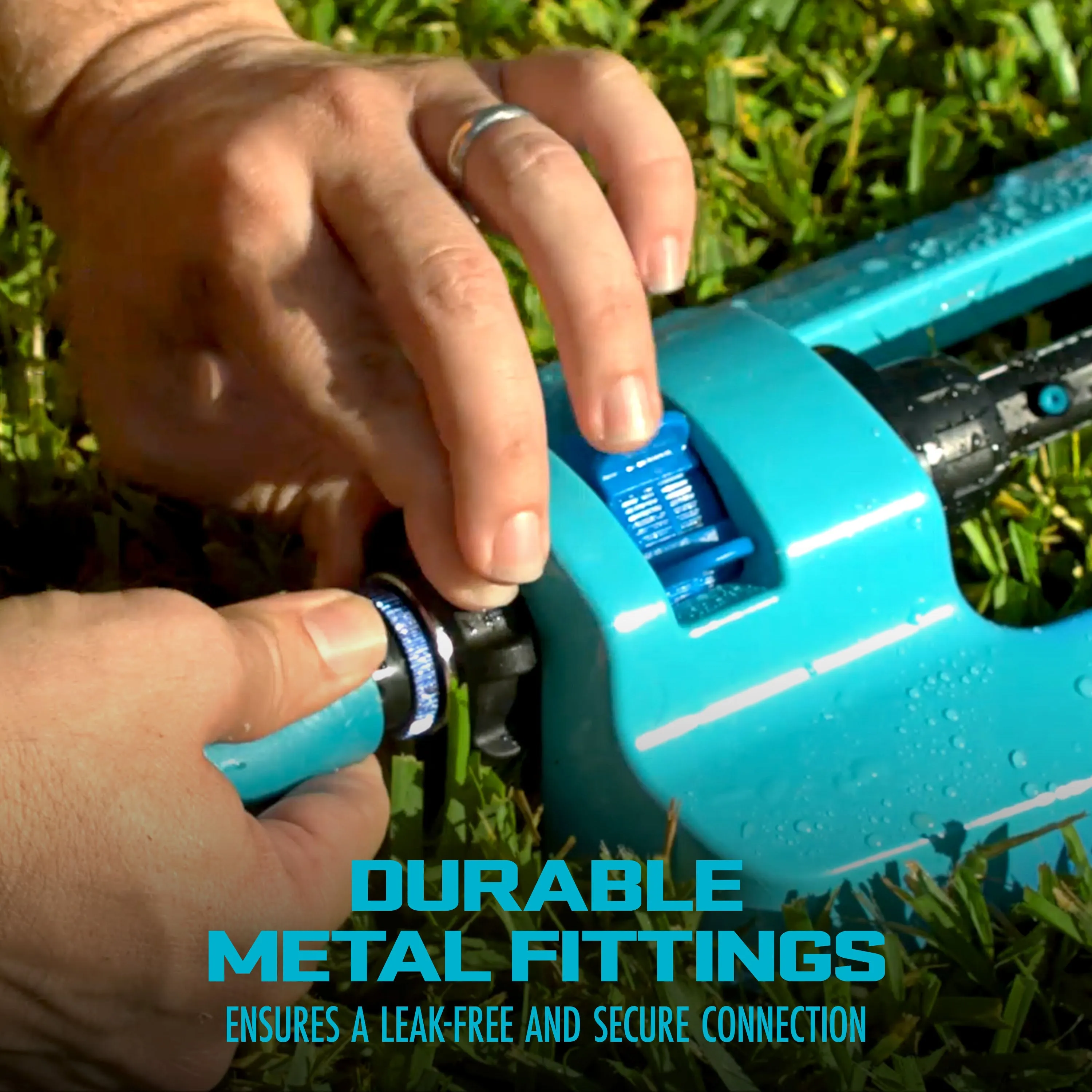 Aqua Joe SJI-OMS20 Indestructible Jumbo Metal Base Oscillating Sprinkler | 4,400 Sq. Ft. Max Coverage