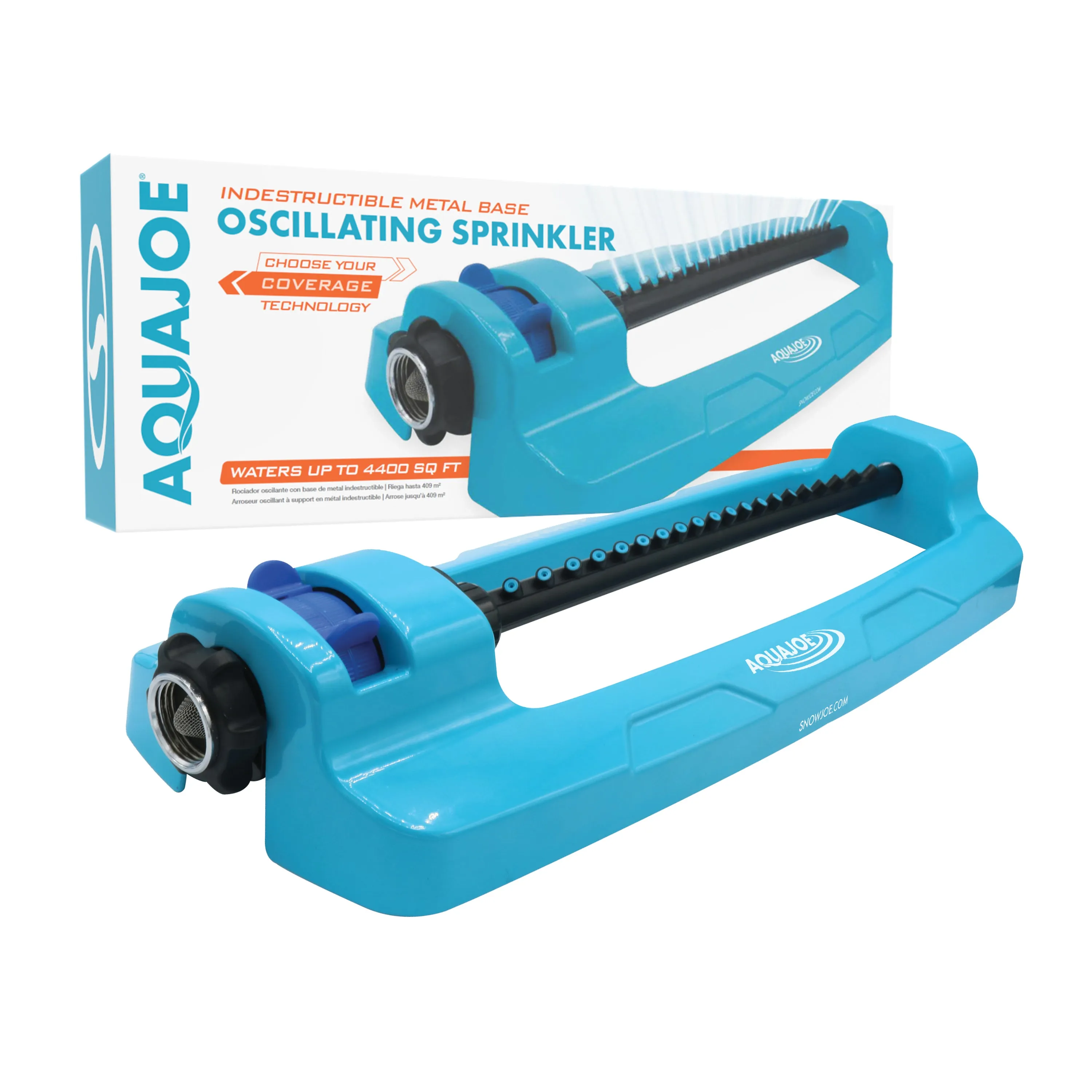 Aqua Joe SJI-OMS20 Indestructible Jumbo Metal Base Oscillating Sprinkler | 4,400 Sq. Ft. Max Coverage