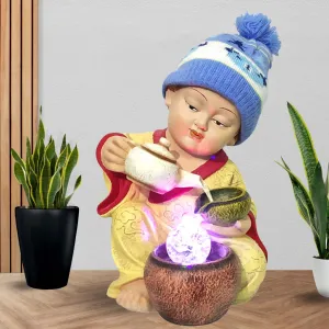 Art N Hub Baby Monk Table Top Indoor Water Fountains for Home Decoration Office Decoration and Gifting Built (23 x 23 x 35 CM | Multicolor)