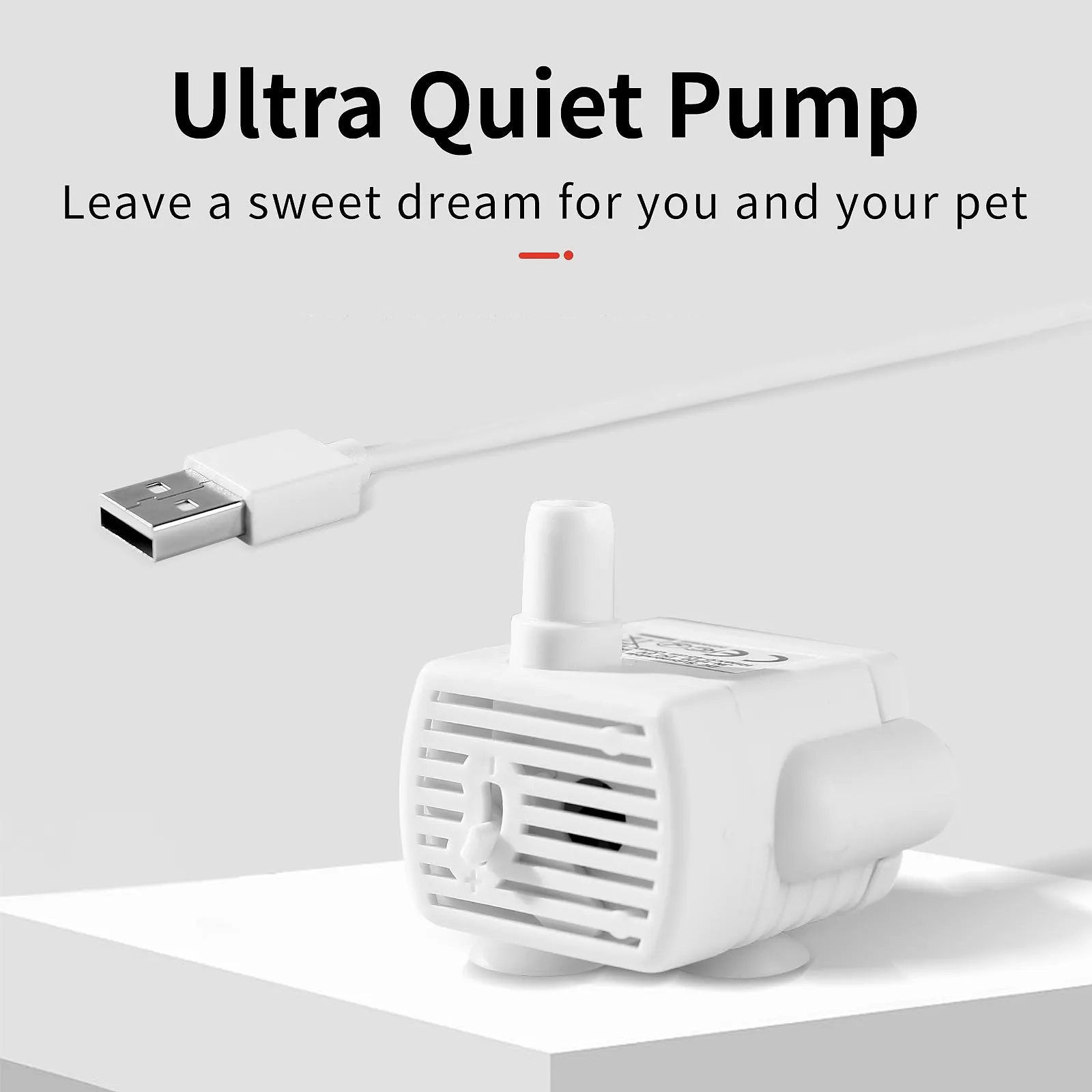 AZZXZQYU Cat Water Fountain Replacement Pump,Ultra Quiet Dog Water Dispenser Pump, for 67oz/2L Cat Fountain Stainless Steel Automatic Pet Fountain