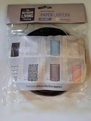 Battery Operated Paper Lantern 20cm Assorted by Premier