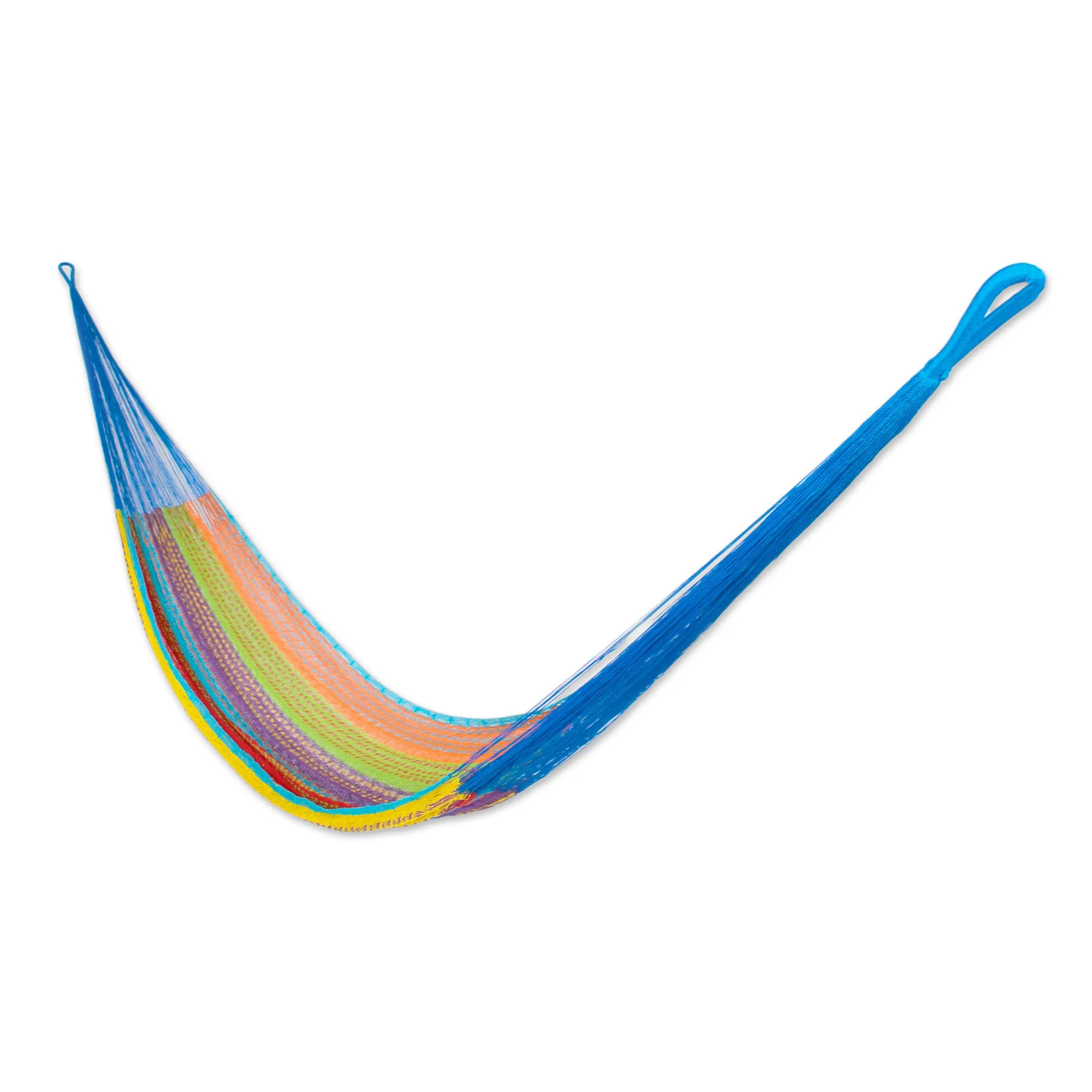 Beach Breeze Hand Crafted Multi-Color Striped Nylon Double-Sized Hammock