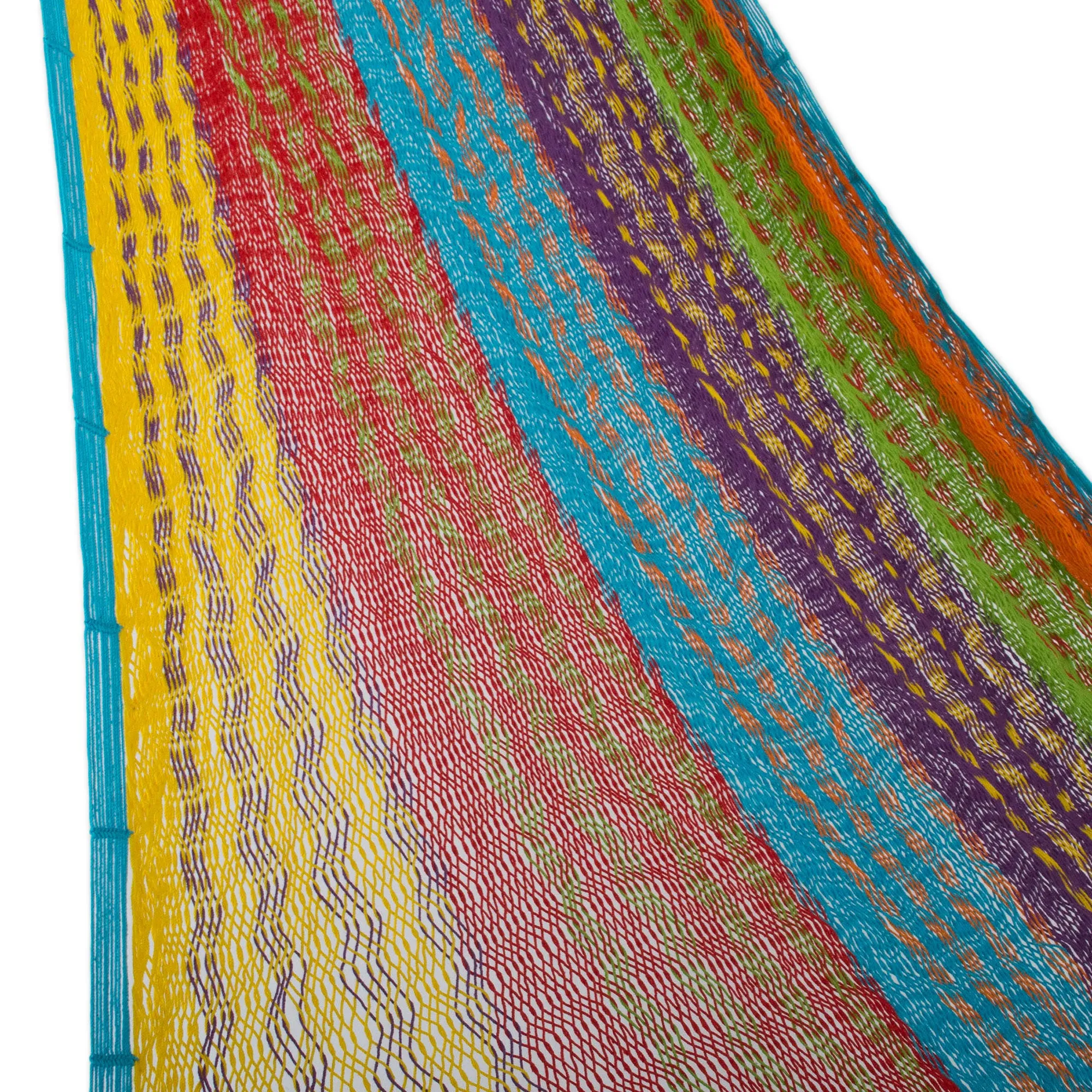 Beach Breeze Hand Crafted Multi-Color Striped Nylon Double-Sized Hammock