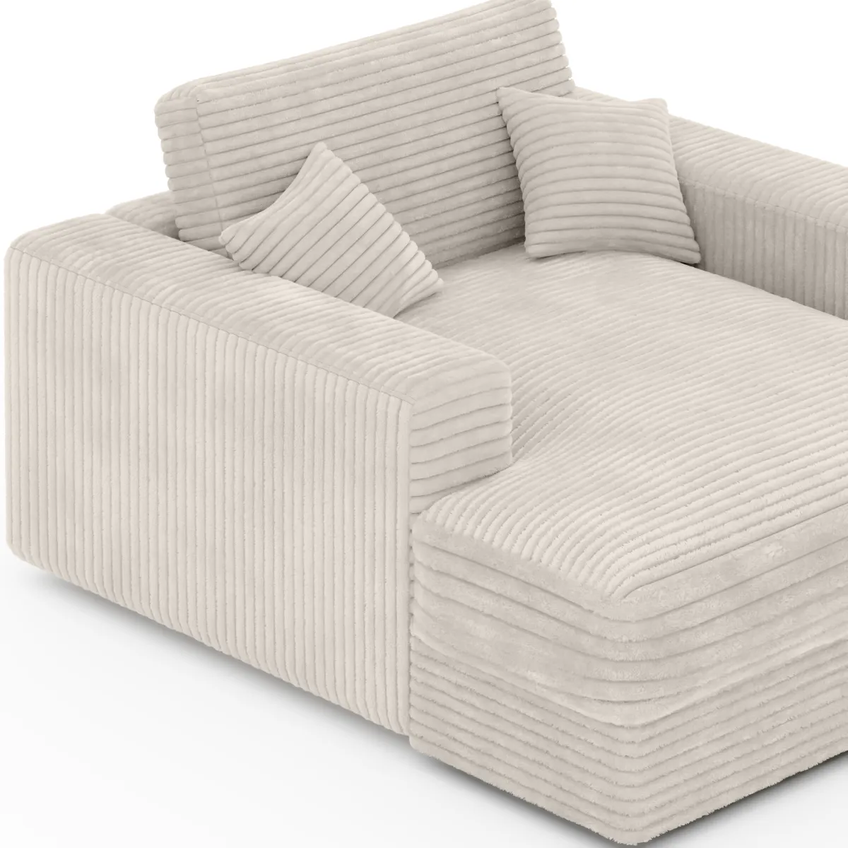 Beige Ultra-deep Cozy Plush Polyester Fabric Lounger- Model #919567