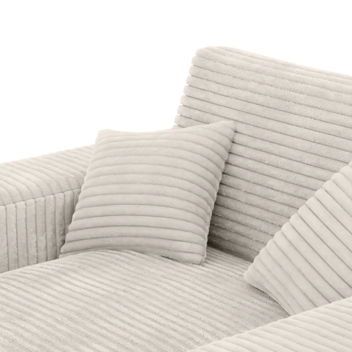 Beige Ultra-deep Cozy Plush Polyester Fabric Lounger- Model #919567