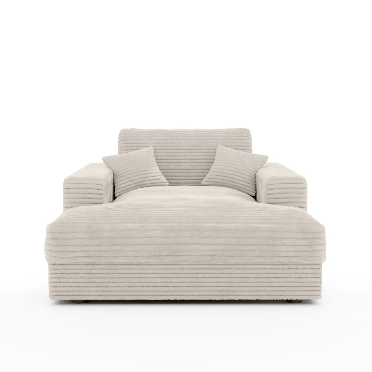 Beige Ultra-deep Cozy Plush Polyester Fabric Lounger- Model #919567