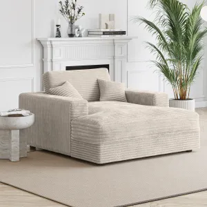 Beige Ultra-deep Cozy Plush Polyester Fabric Lounger- Model #919567