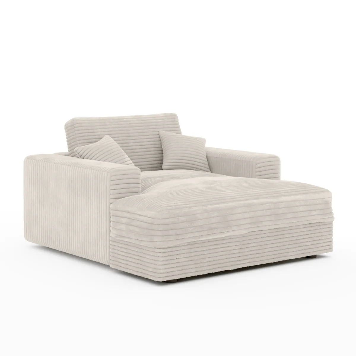 Beige Ultra-deep Cozy Plush Polyester Fabric Lounger- Model #919567