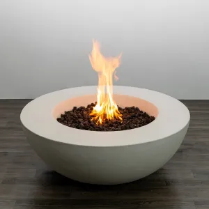Beton 42 Inch White Round Concrete Natural Gas Fire Pit with Push Button Ignition