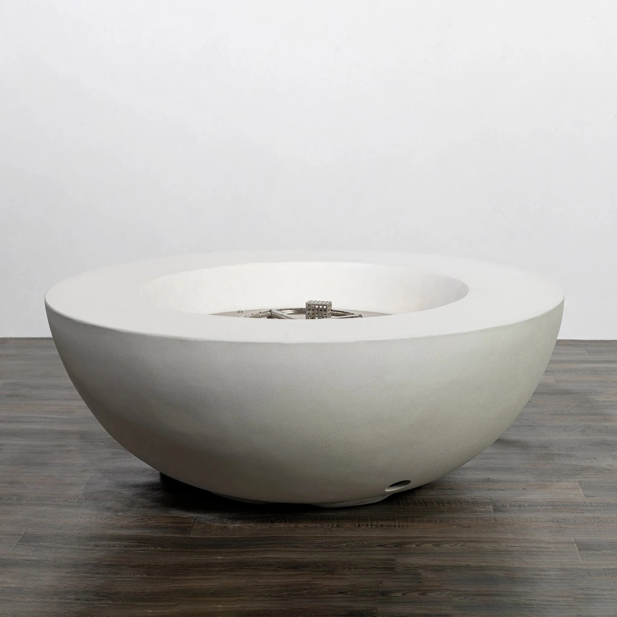 Beton 42 Inch White Round Concrete Natural Gas Fire Pit with Push Button Ignition