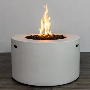 Beton 42" White Round Concrete Gas Fire Pit with Access Door