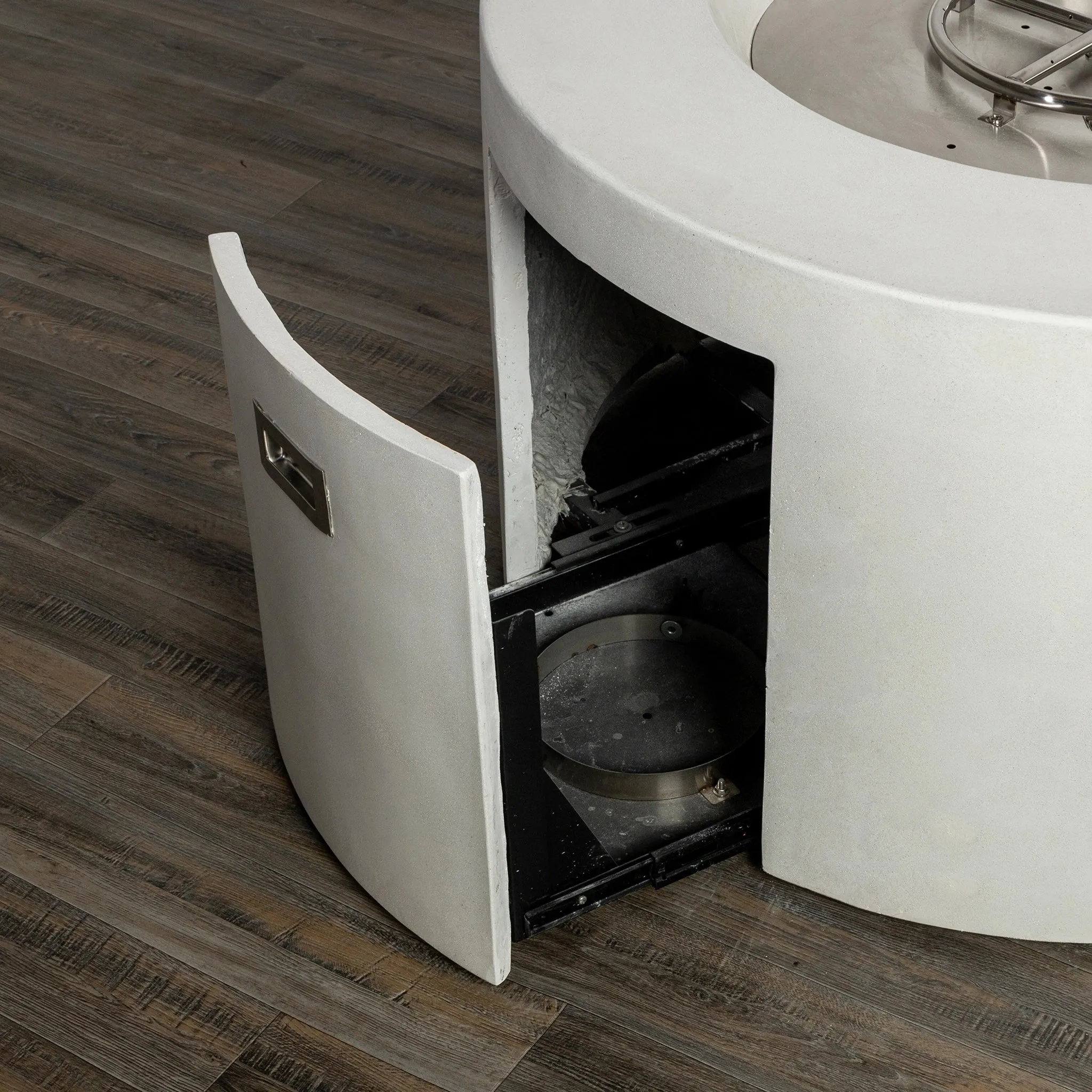 Beton 42" White Round Concrete Gas Fire Pit with Access Door