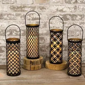 Black & Gold Metal Lantern, 4 Asstd. Sold Individually