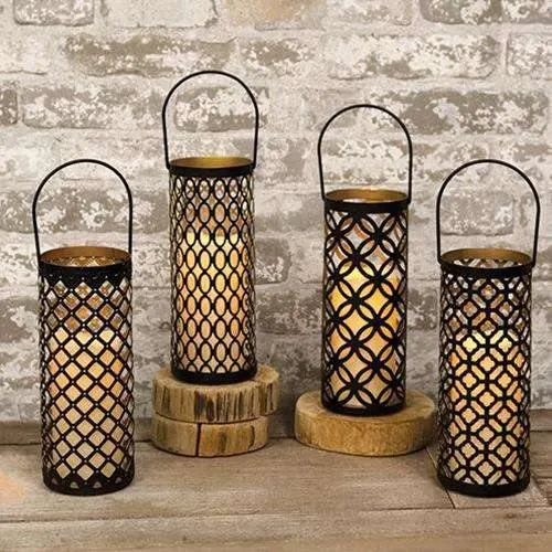 Black & Gold Metal Lantern, 4 Asstd. Sold Individually